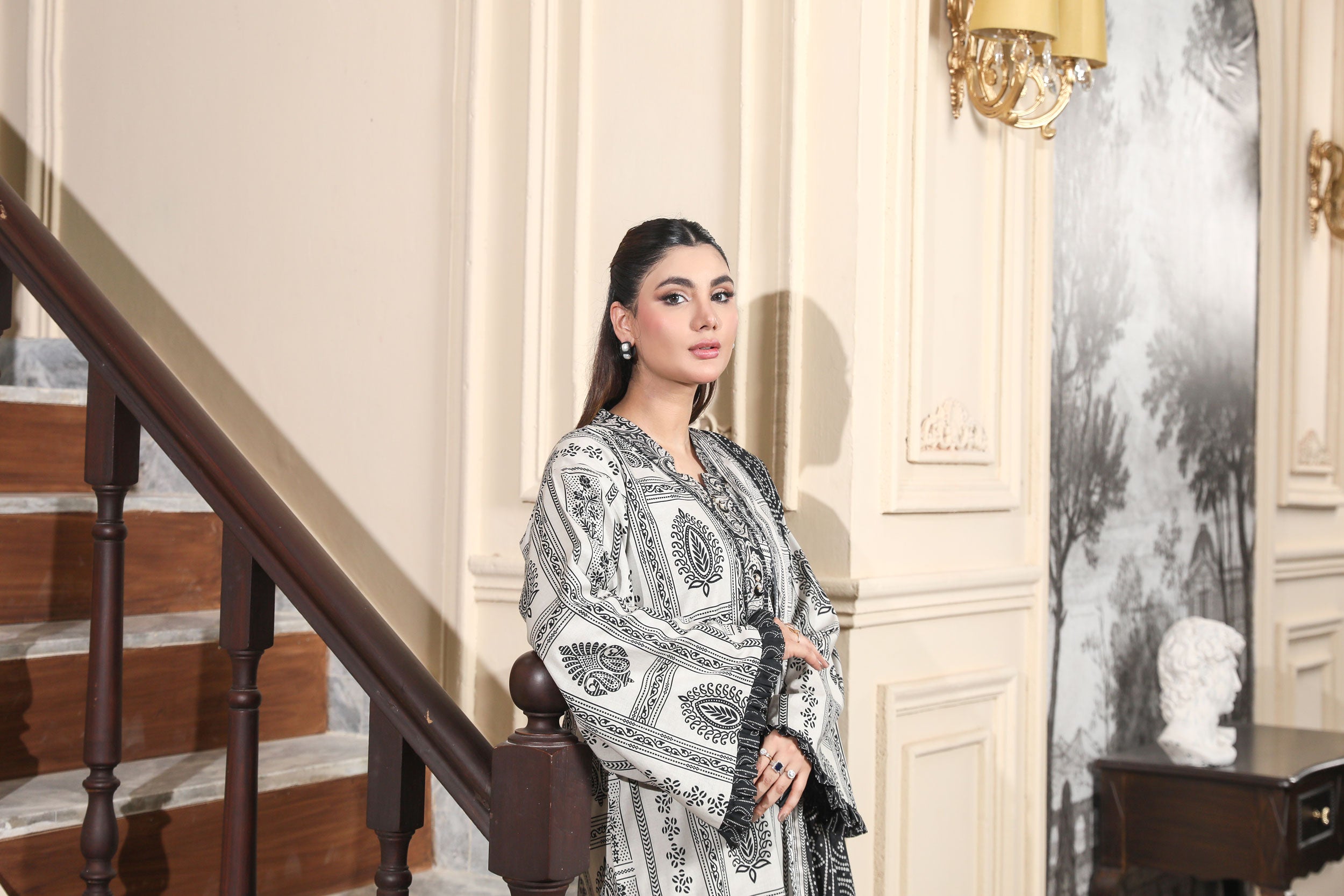 3 Pcs Digital Printed Suit (CL-3A25)