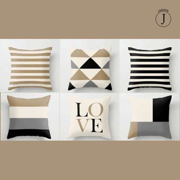 Black and Beige Cushion covers ( pack of 6)