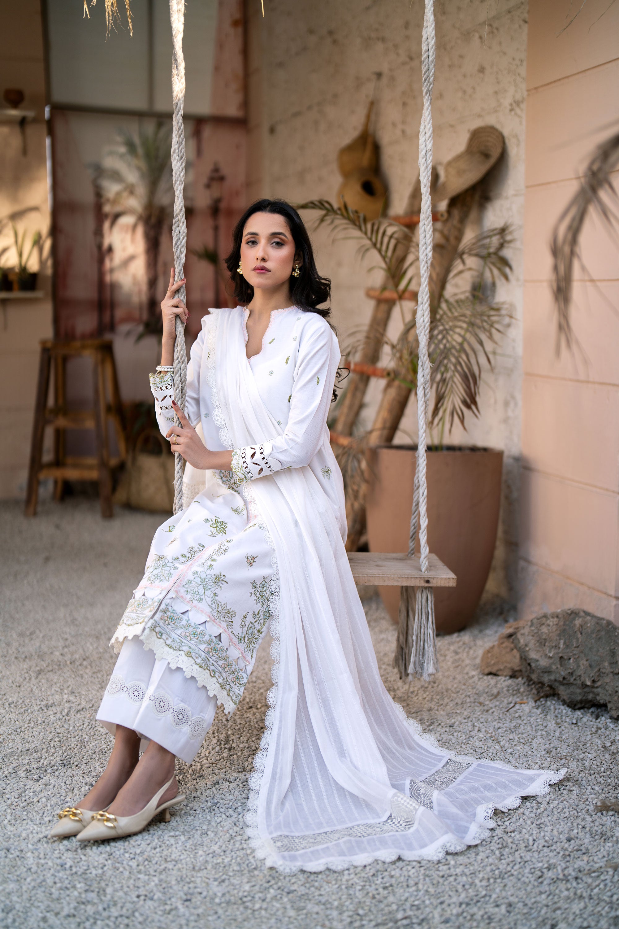 White Lilly 3 Piece Embroidered Lawn Stitched Suit.Order now