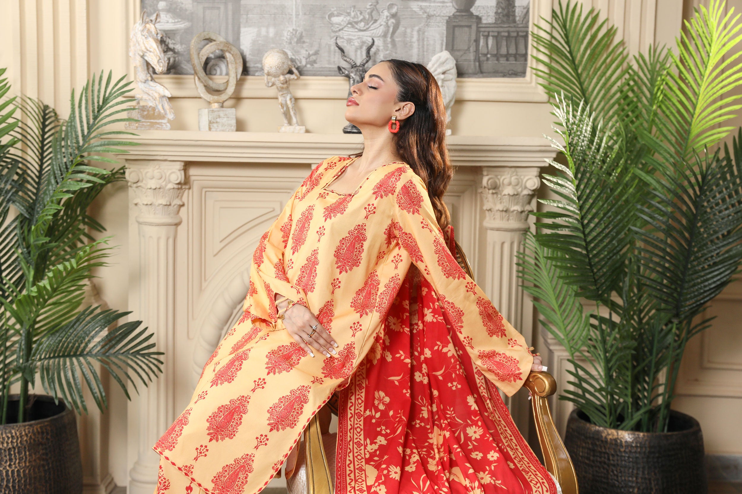 3 Pcs Digital Printed Suit (CL-9A25)