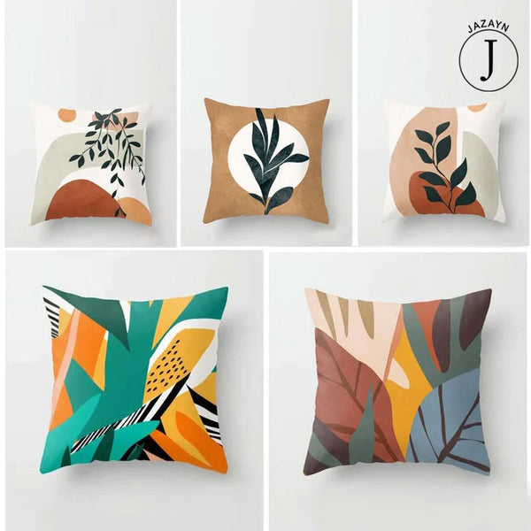 Abstract Floral Print Cushion Covers - Pack of 5