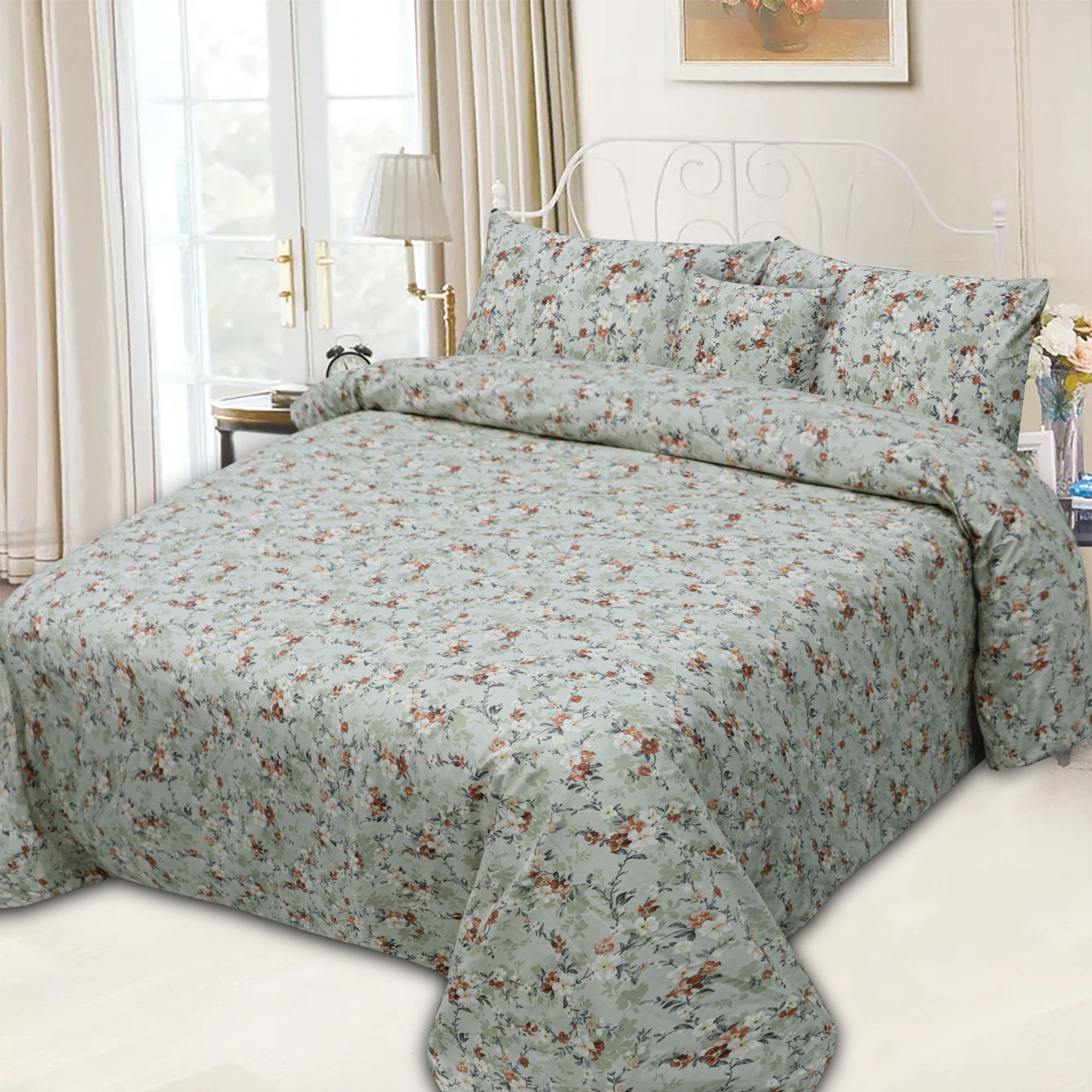 Ambesonne Floral Cotton Printed Duvet Cover Set