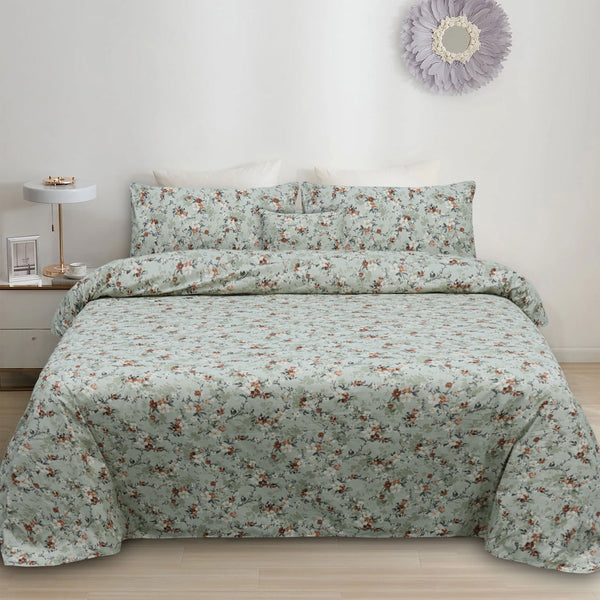 Ambesonne Floral Cotton Printed Flat Sheet Set