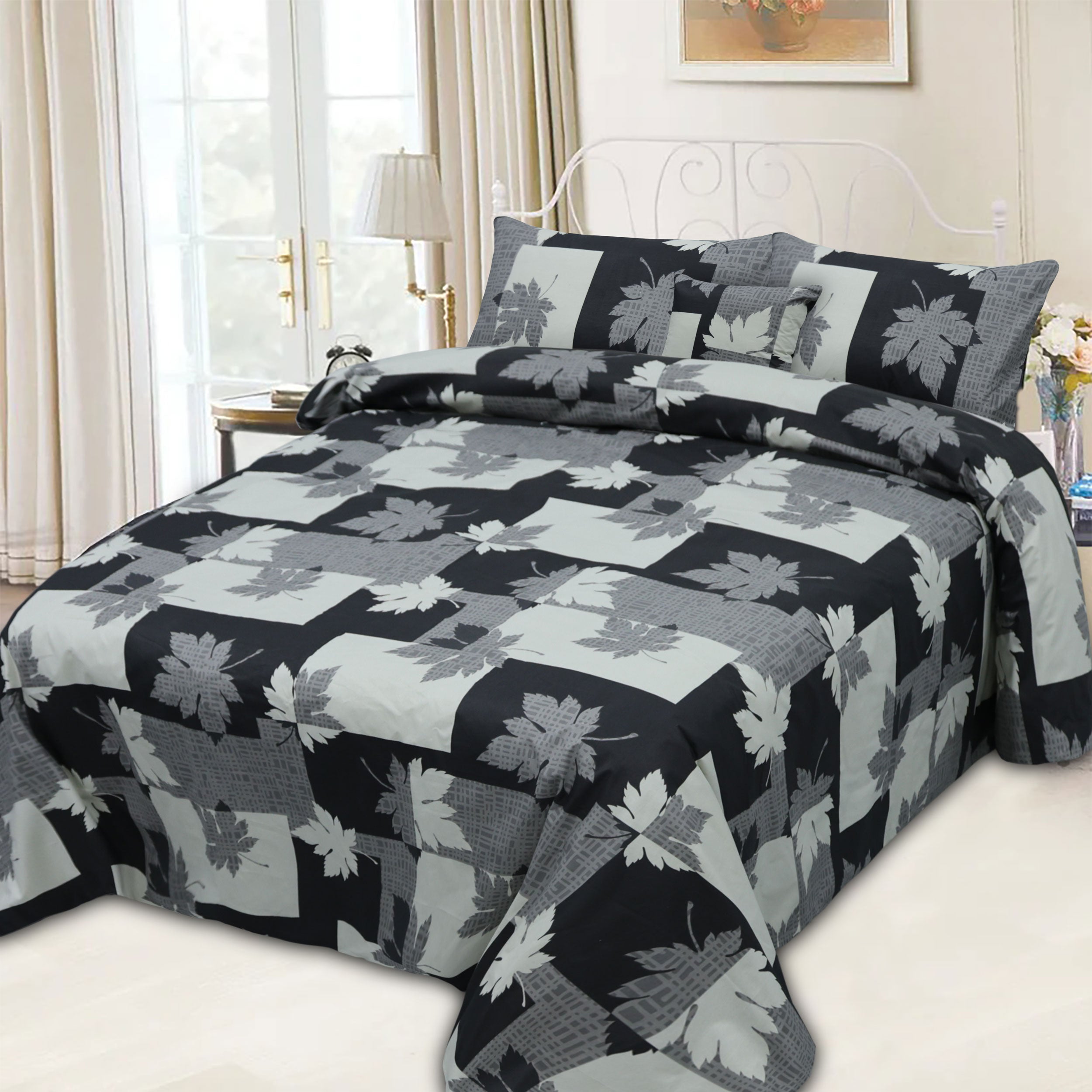 Block Rose Cotton Printed Duvet Cover Set