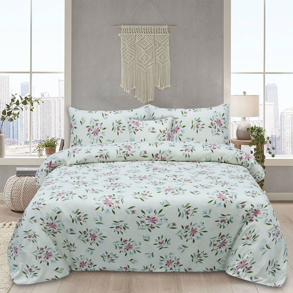 Botanical Garden Microfiber Printed Flat Sheet Set