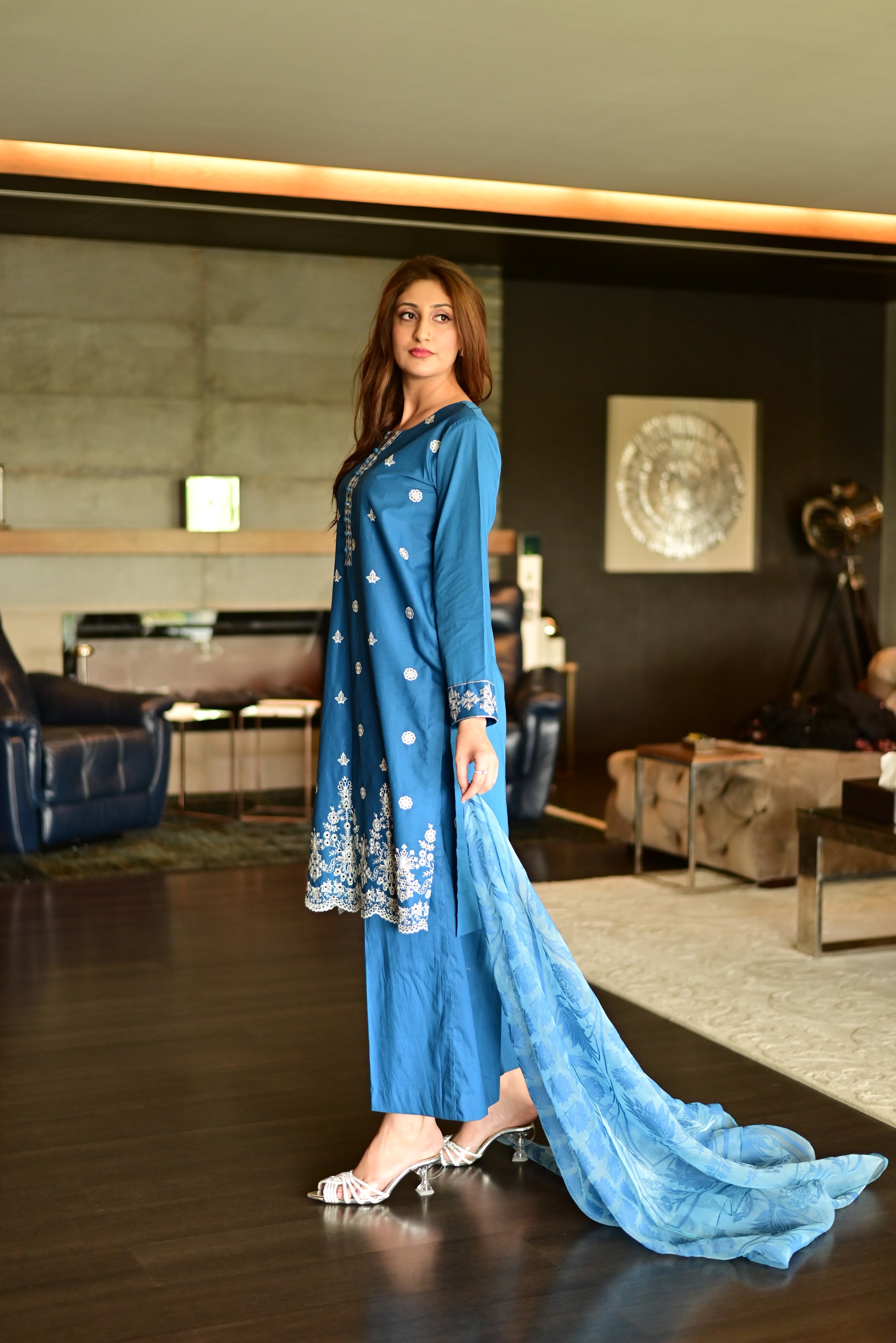 Cobalt Lawn Embroidered Set (Musarat)