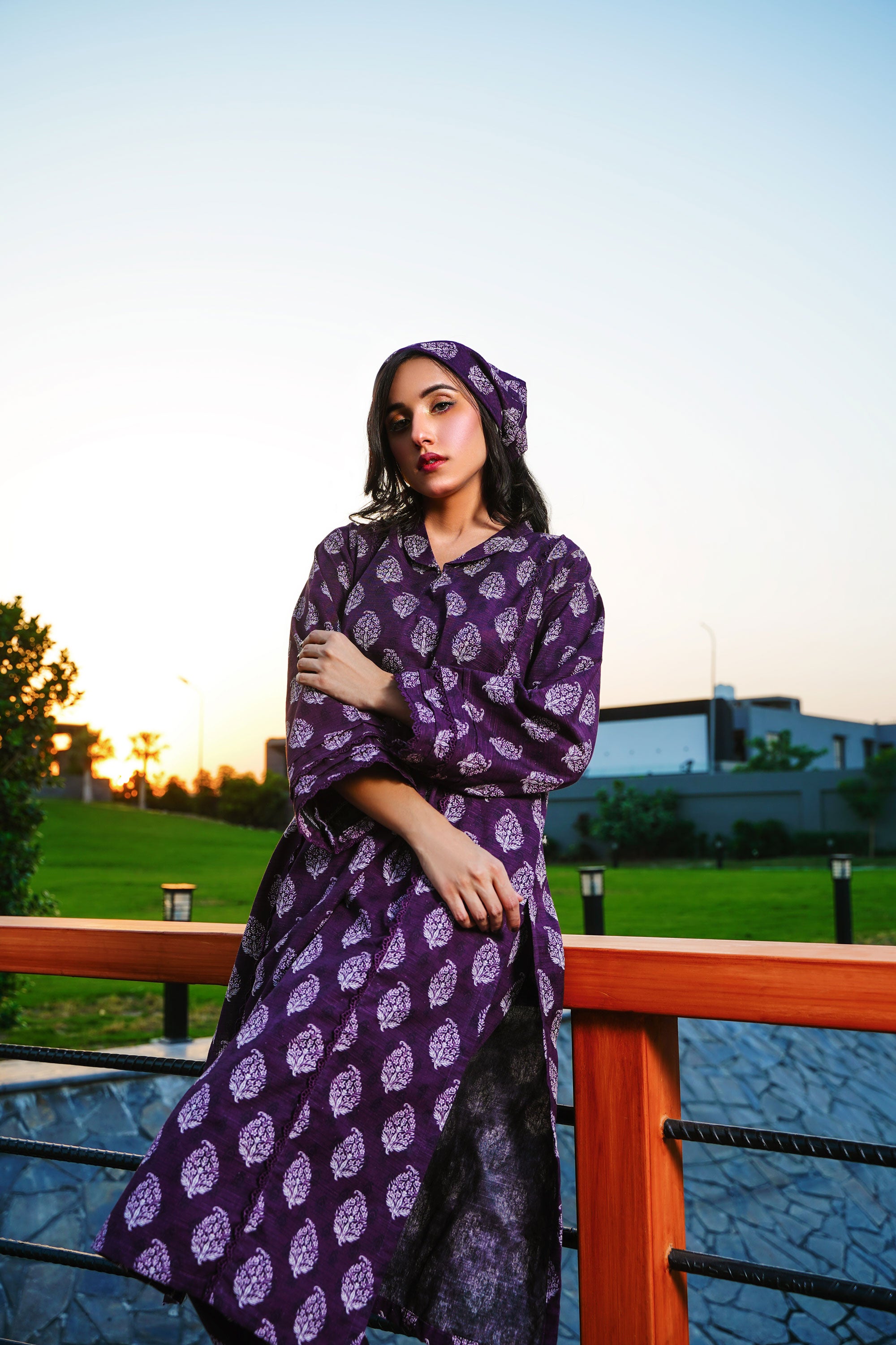 2 Pcs Khaddar Digital Print Mid Night Plum