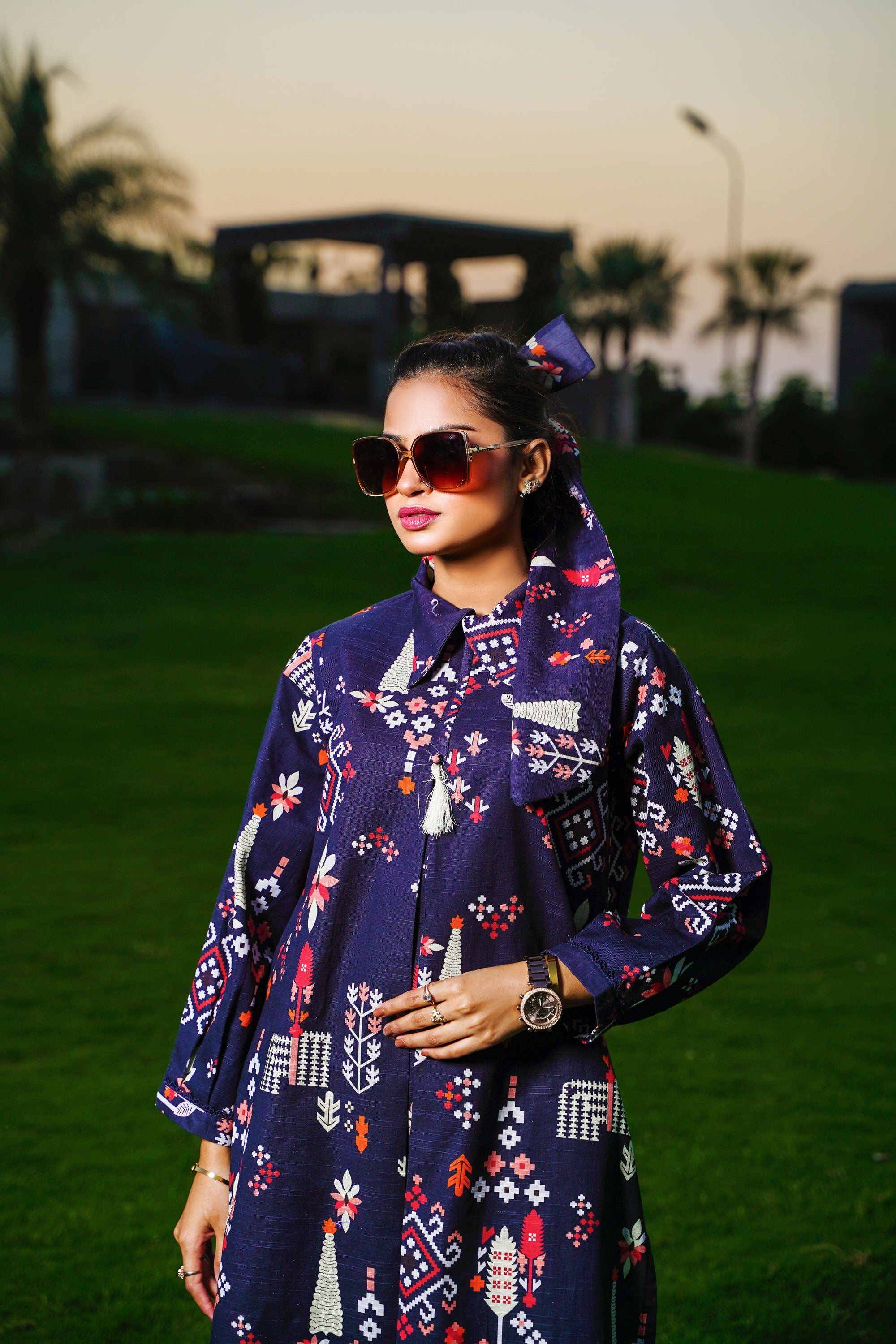 2 Pcs Khaddar Digital Print Navy Blue