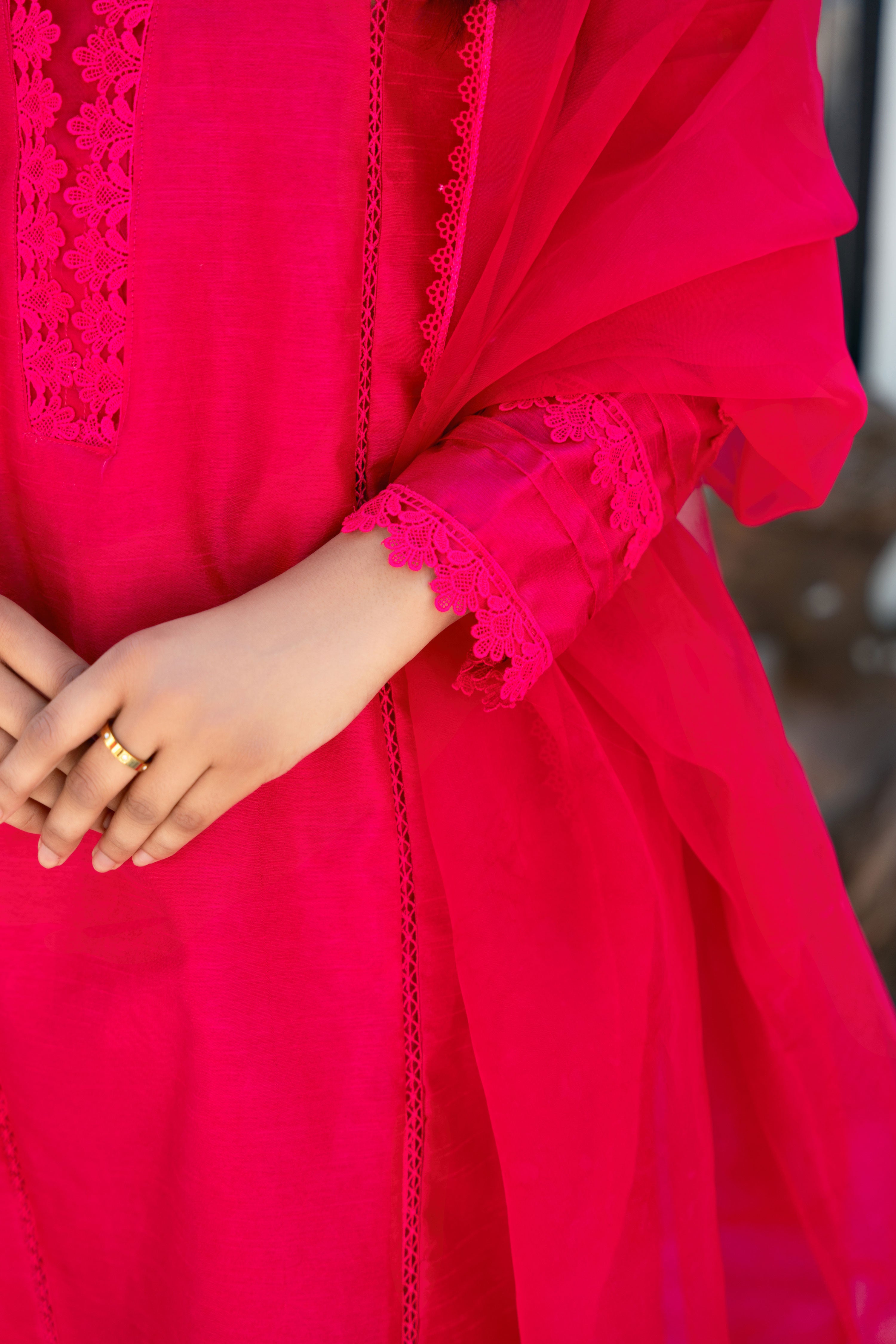 Cherry pink 3 Piece Lawn Suit