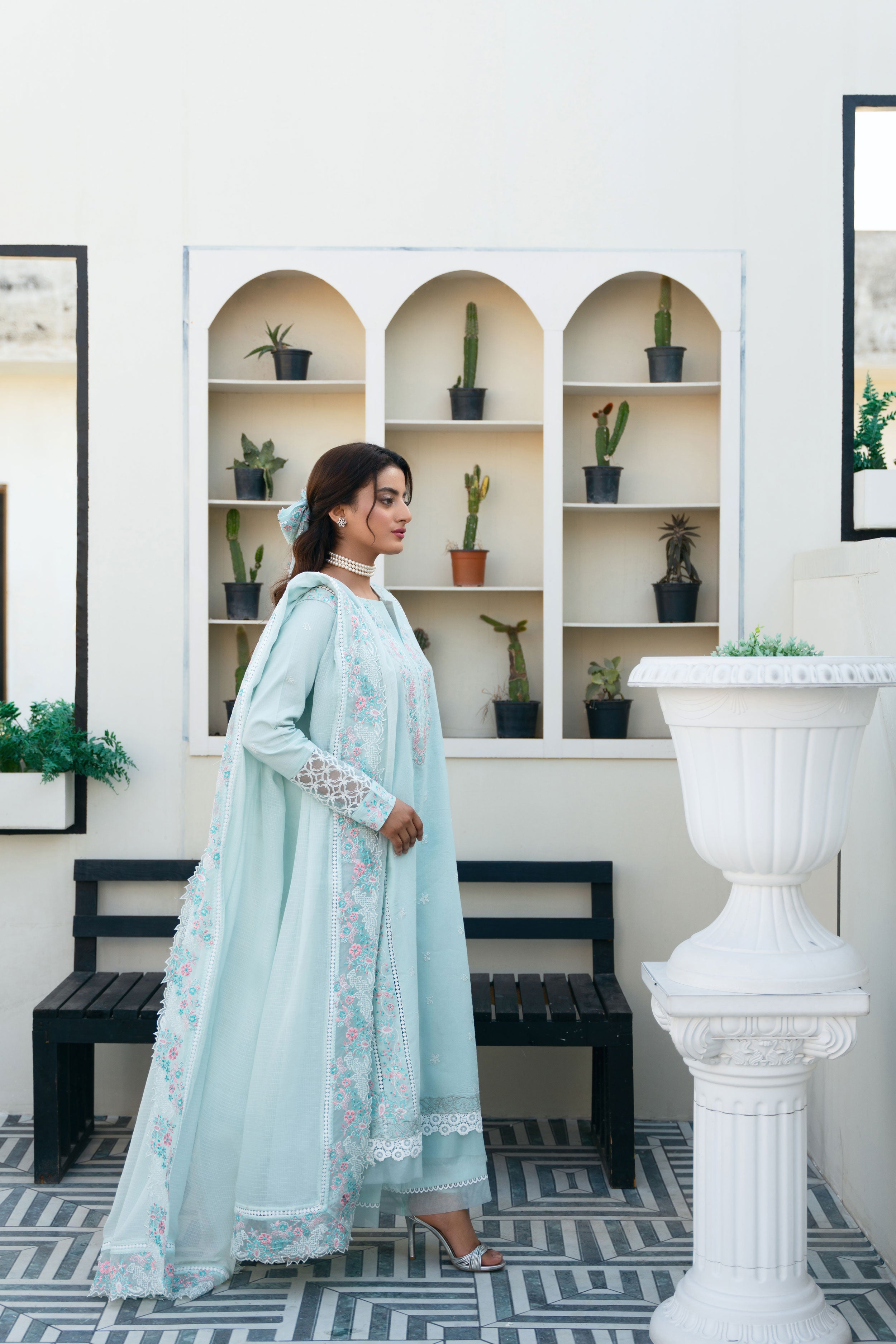 Ice Blue 3 Piece Embroidered Lawn Suit