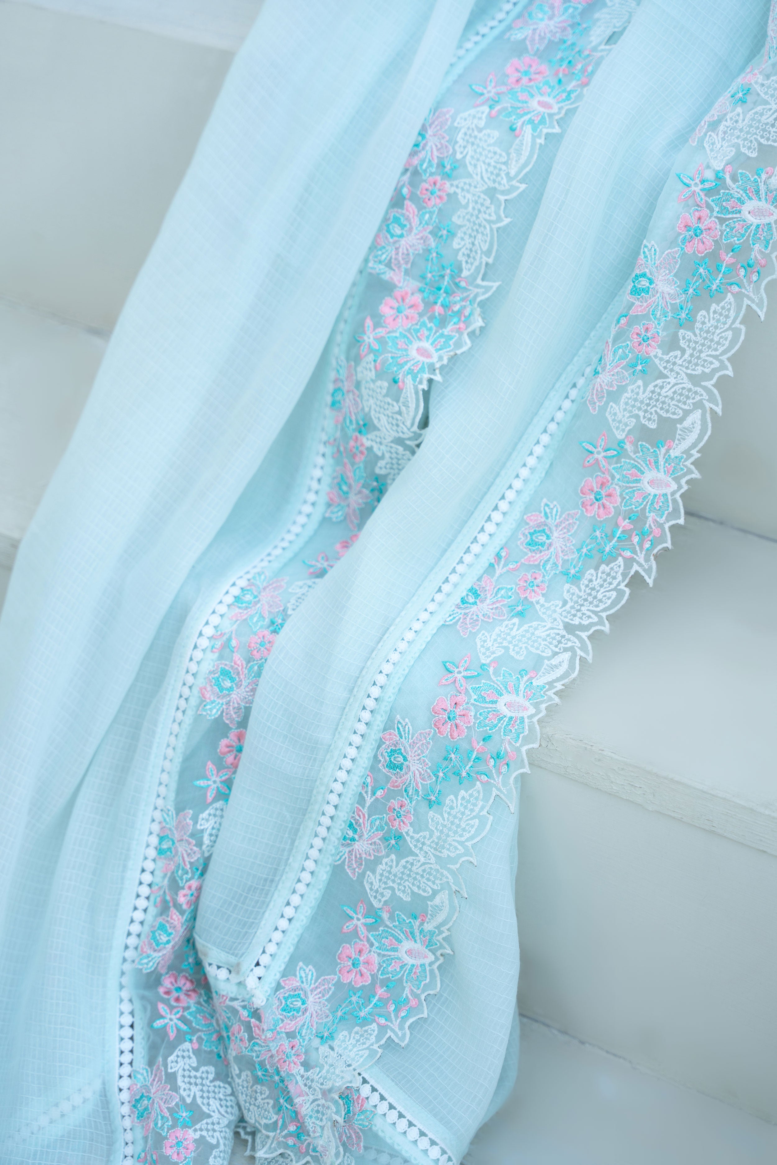 Ice Blue 3 Piece Embroidered Lawn Suit