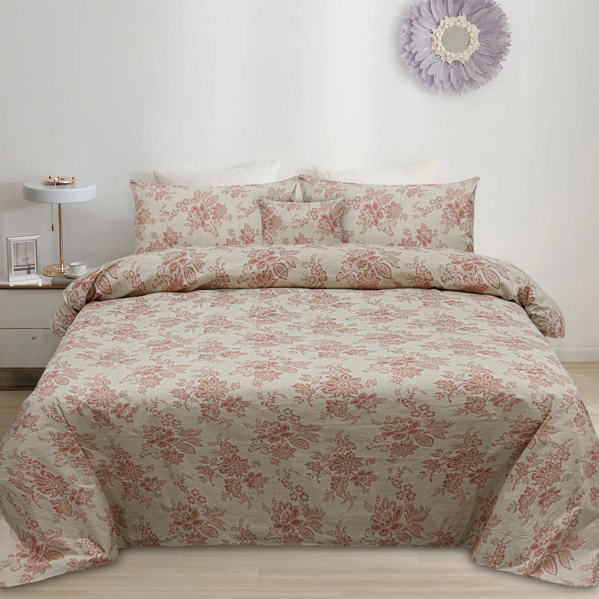 Glam Rose Cotton 5Pcs Complete Bedding Set