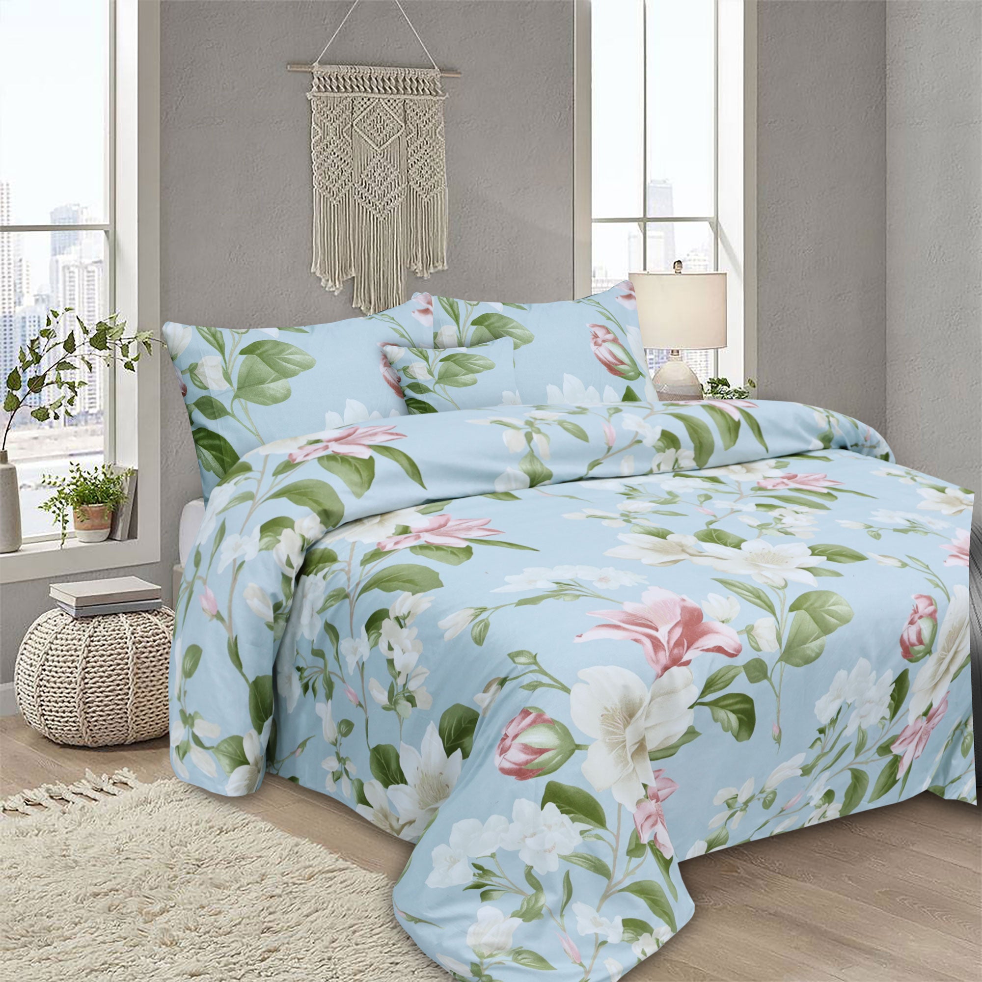 Grace Eloise Microfiber Printed Flat Sheet Set