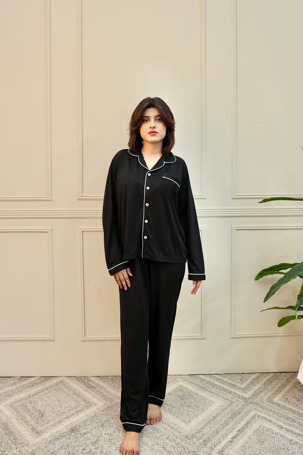 Sleepwear Dark Night Plain Dyed PJ SET