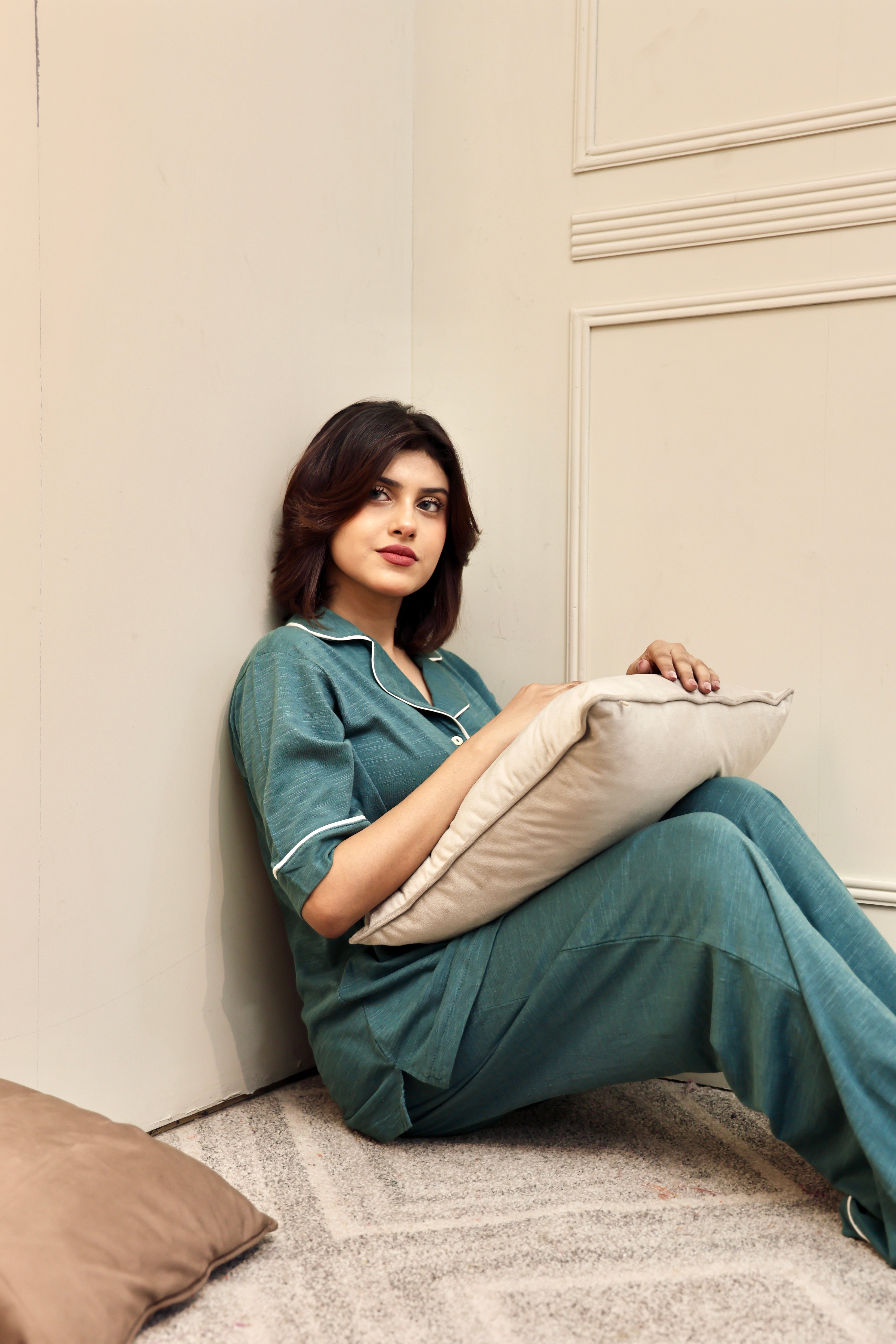 Sleepwear Green  Plain Dyed