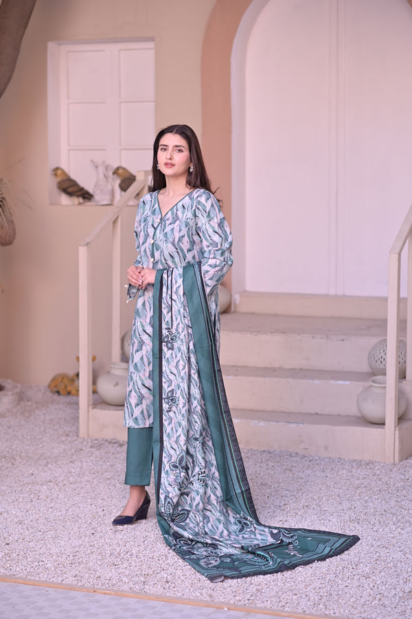Olive 3 Pcs Digital Printed Suit