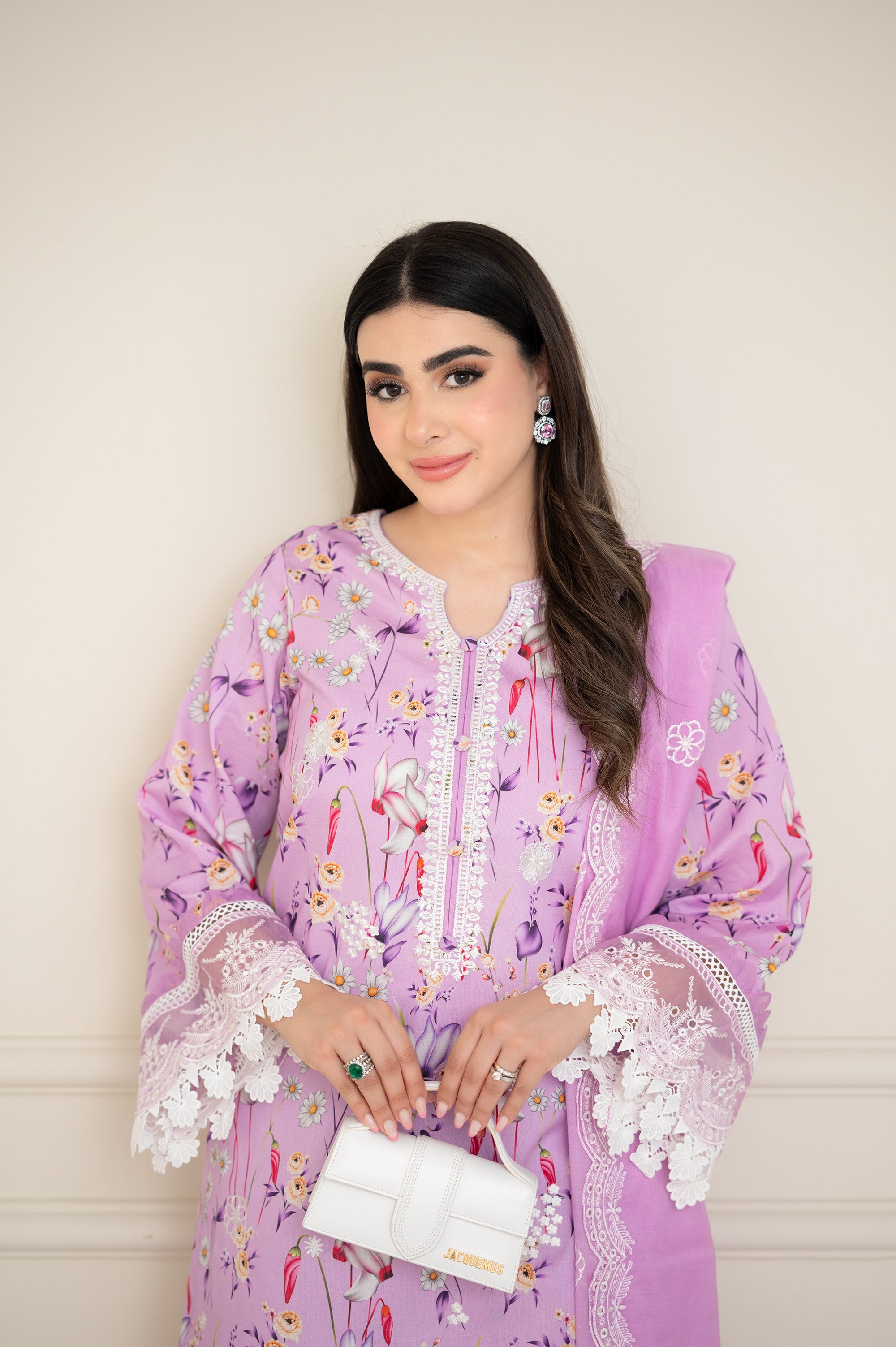 Lilac Embroidered Lawn Digital Print 3 Piece Suit