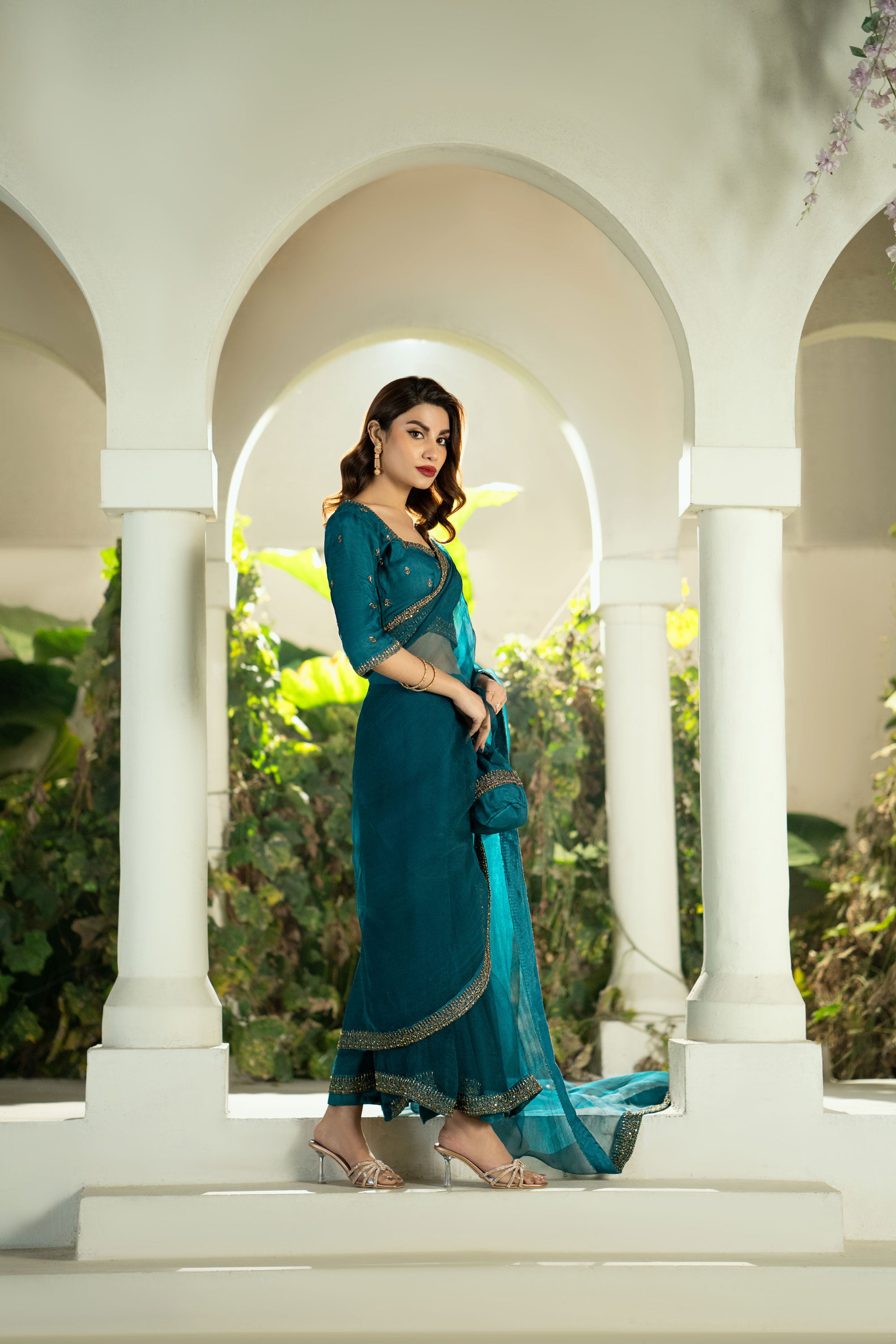 Teal Saree