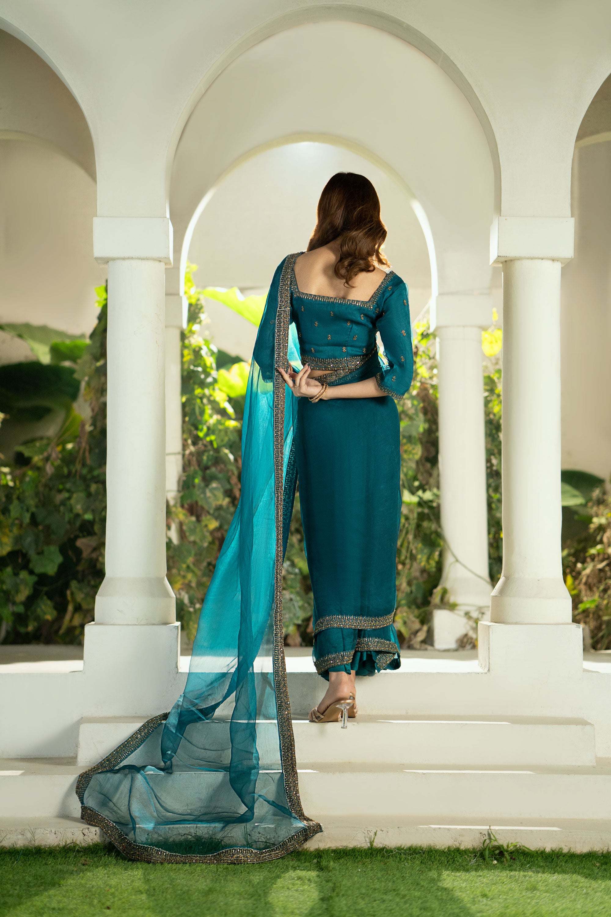 Teal Saree