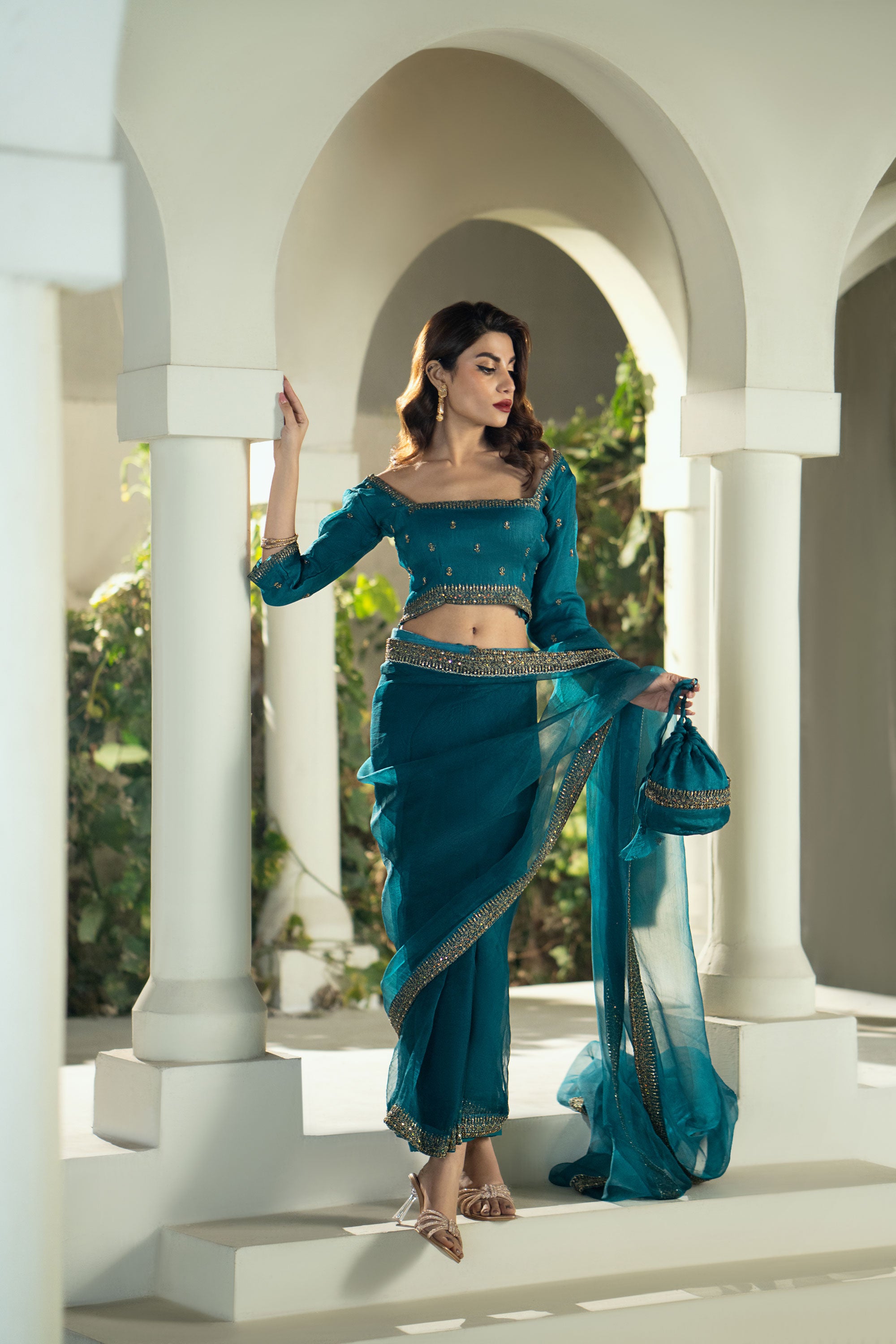 Teal Saree