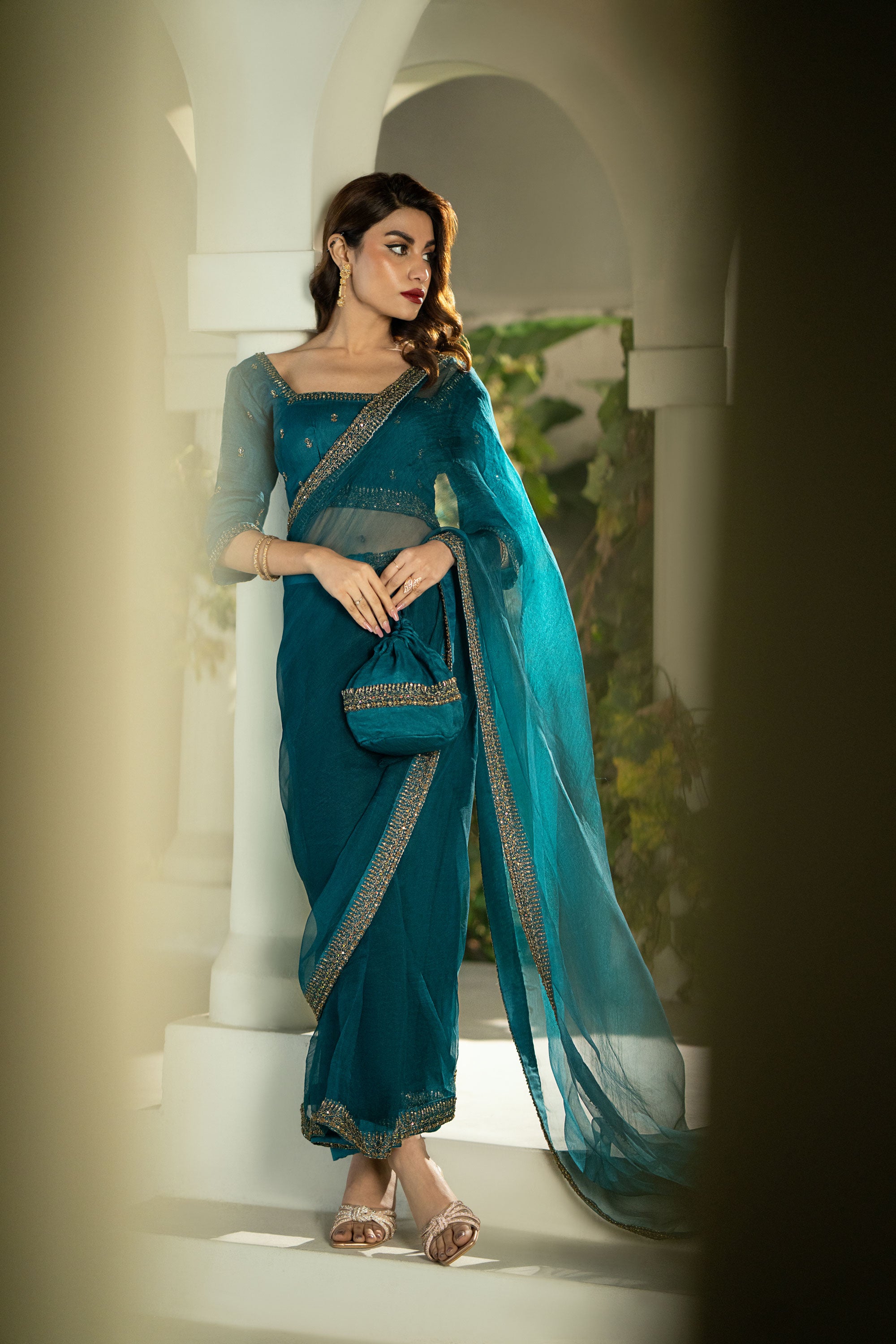 Teal Saree