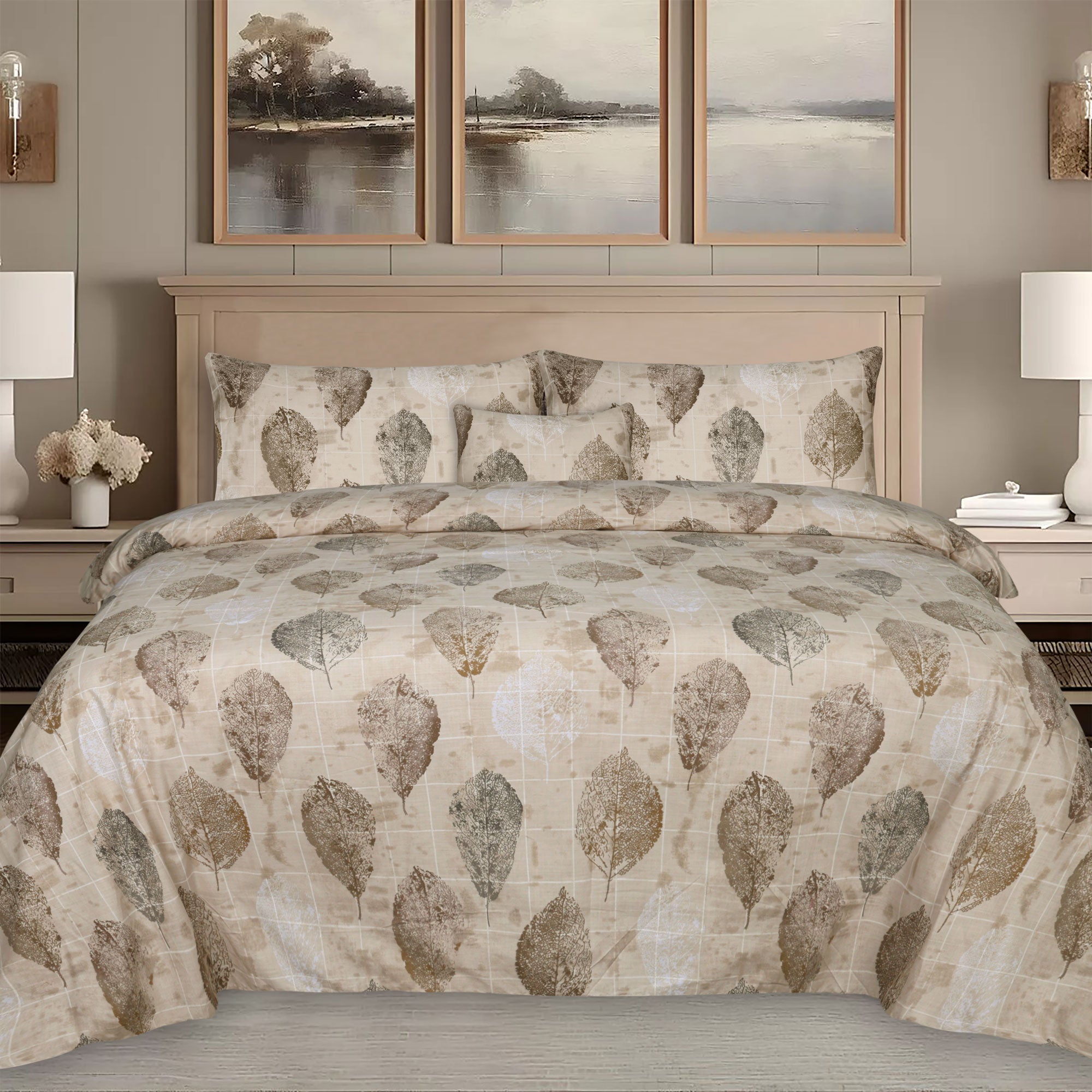 Maple Leaf Cotton Printed Duvet Cover Set