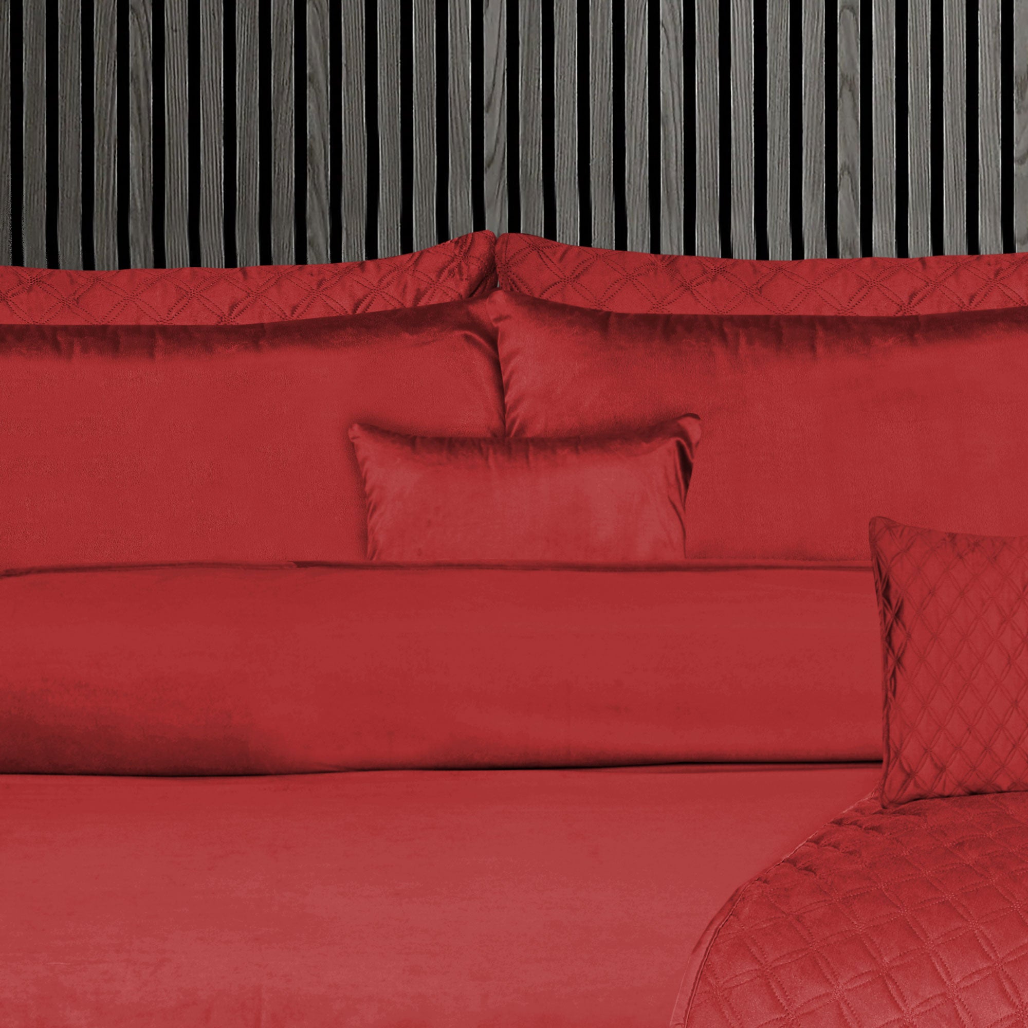 Luxury Maroon Velvet Complete Bedding Set