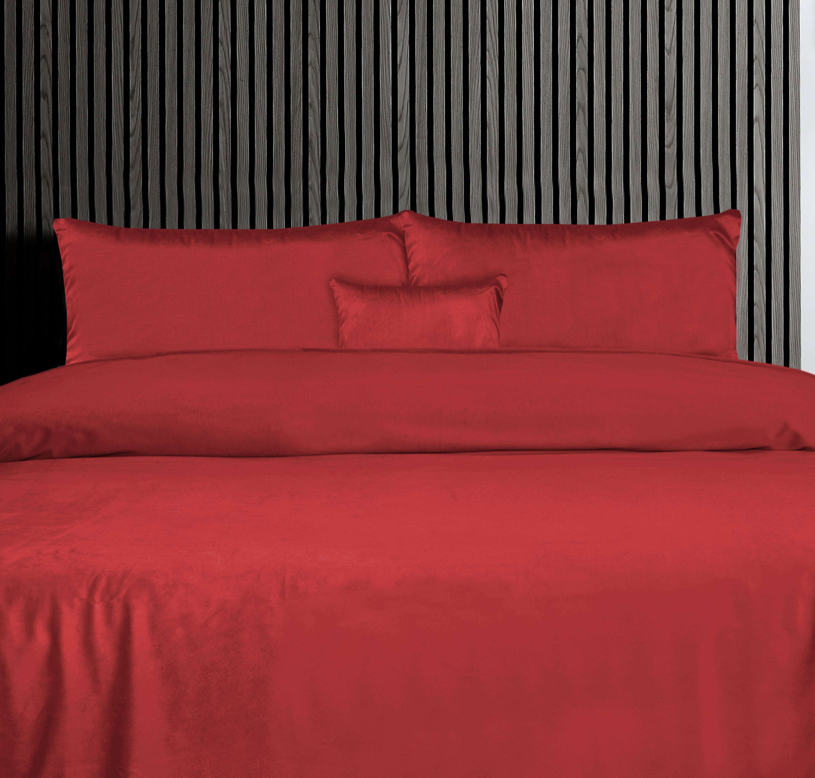 Luxury Maroon Velvet Flat Sheet Bedding Set