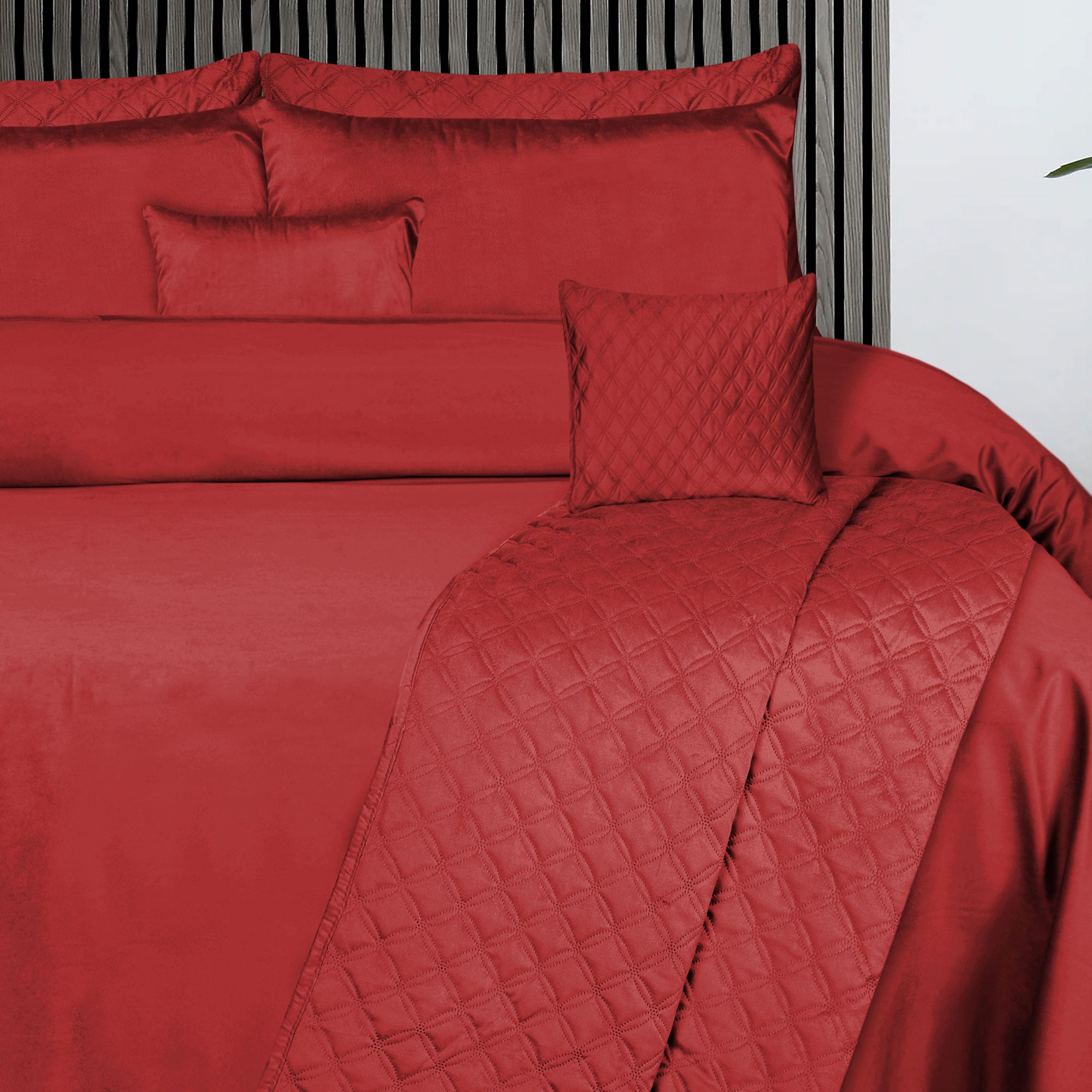 Luxury Maroon Velvet Flat Sheet Bedding Set