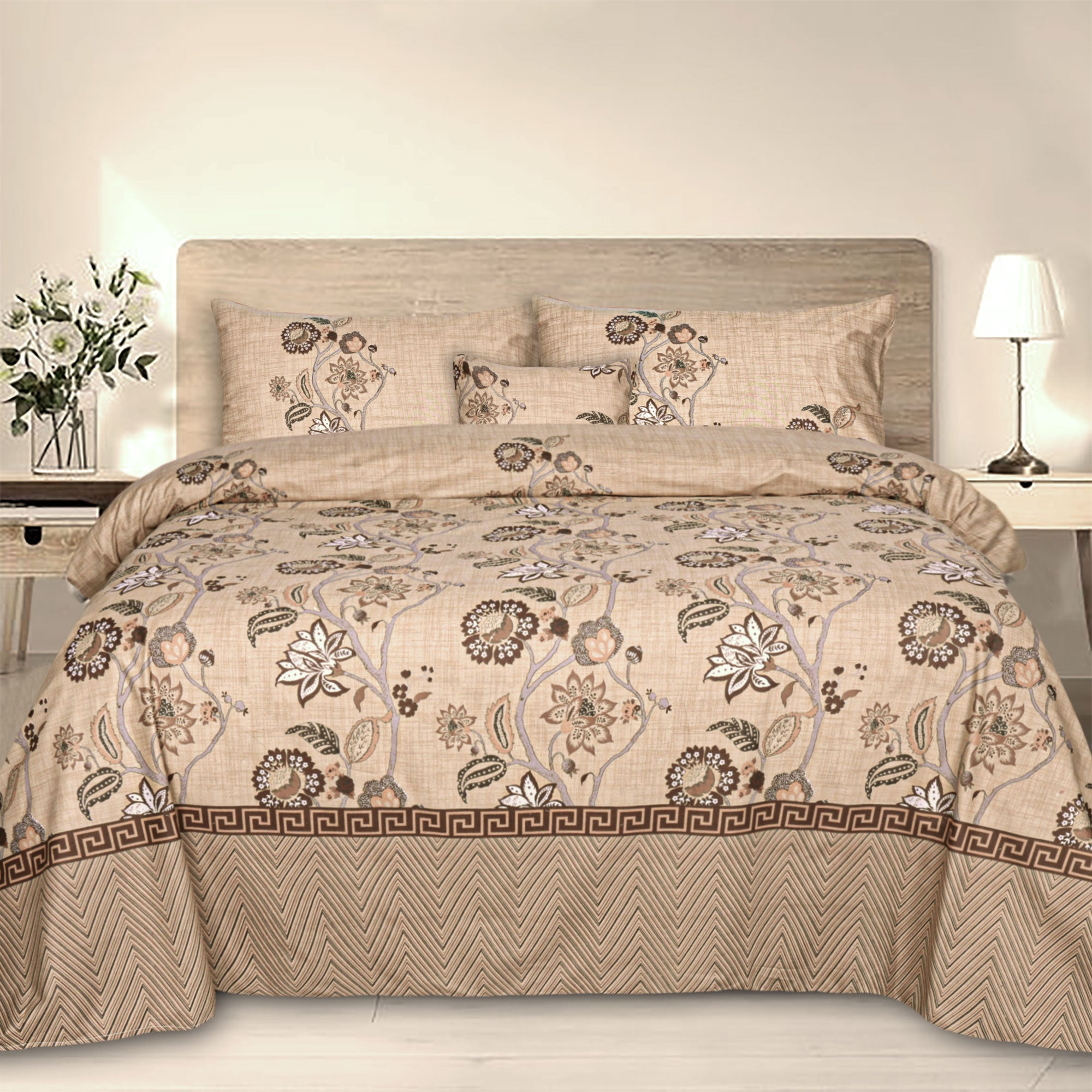 Misty Floral Cotton Printed Duvet Cover Set