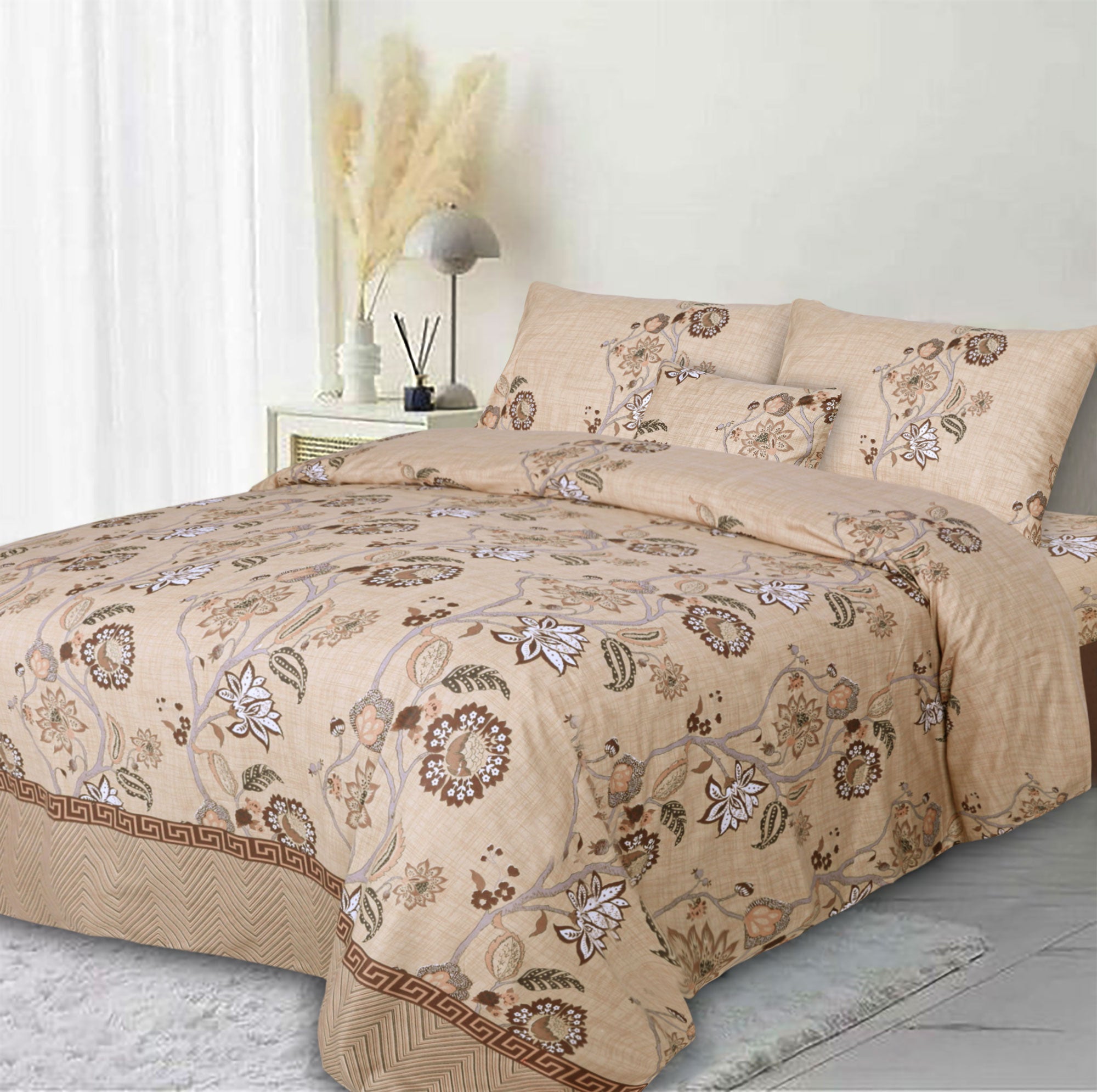 Misty Floral Cotton Printed Duvet Cover Set