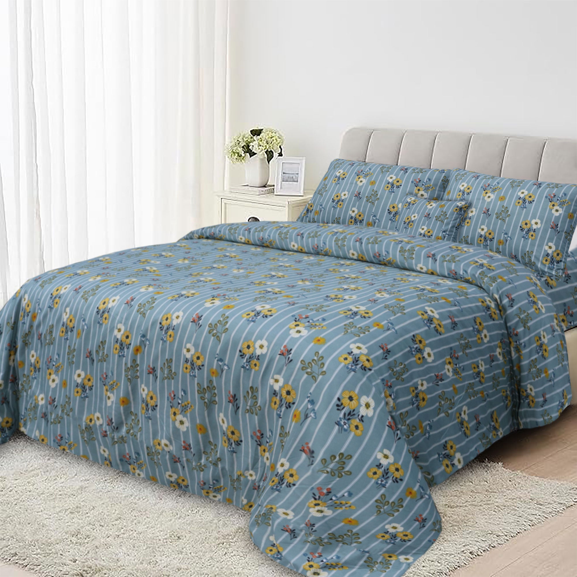 Multi Floral Microfiber Printed Duvet Cover set