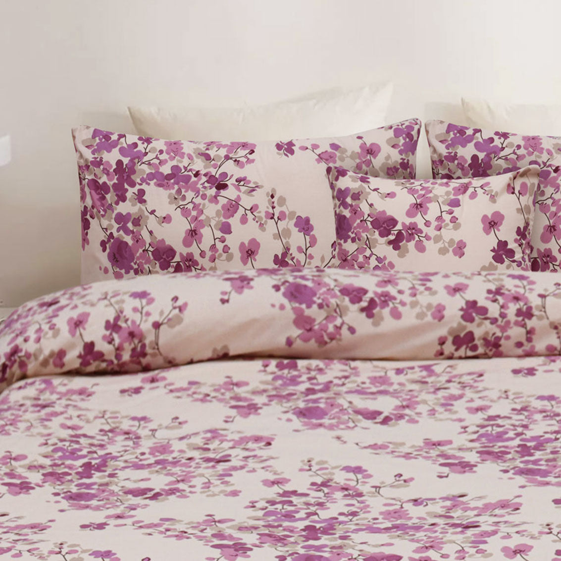 Pink Rose Cotton Printed Flat Sheet Set