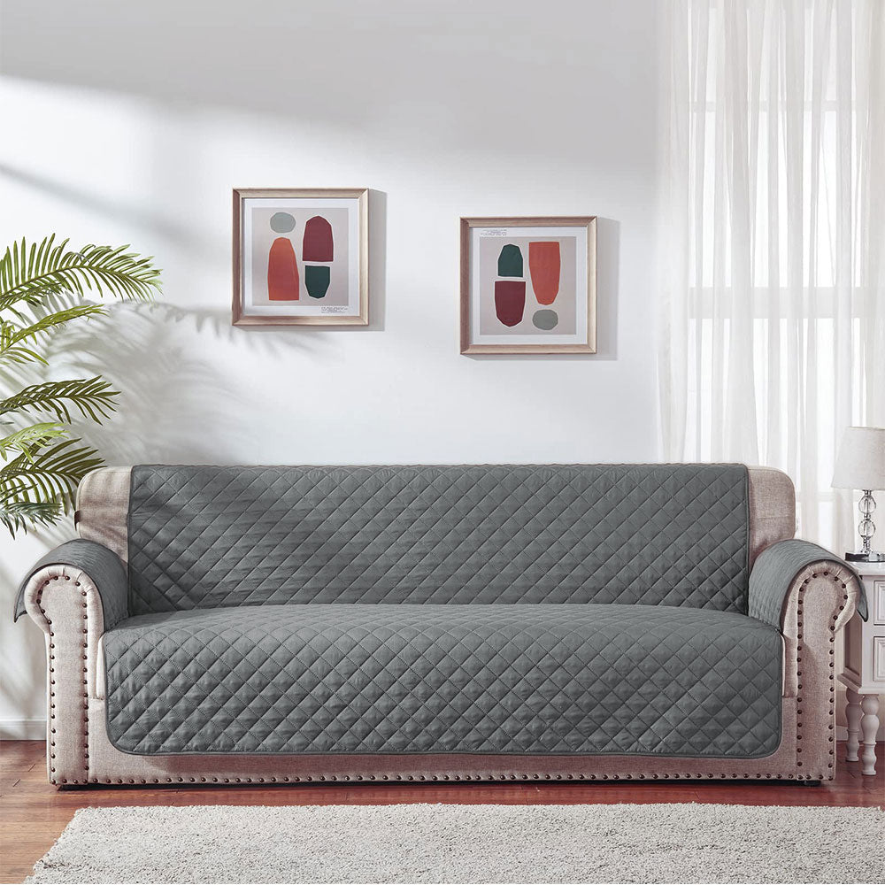 Microfiber Quilted Sofa Runner-Sofa Coat Dark Grey