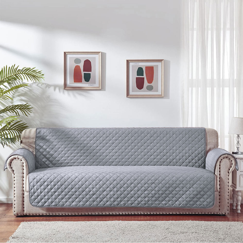 Microfiber Quilted Sofa Runner-Sofa Grey