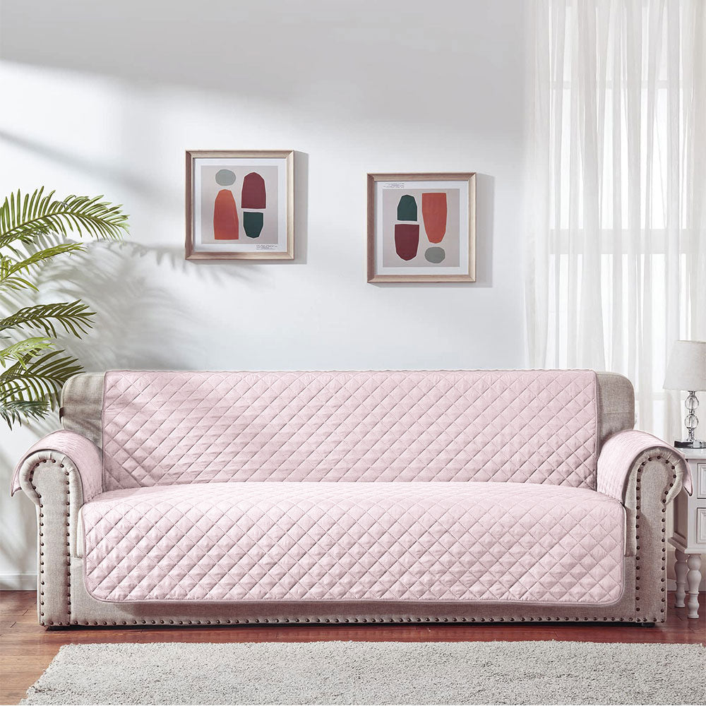 Microfiber Quilted Sofa Runner-Sofa light pink