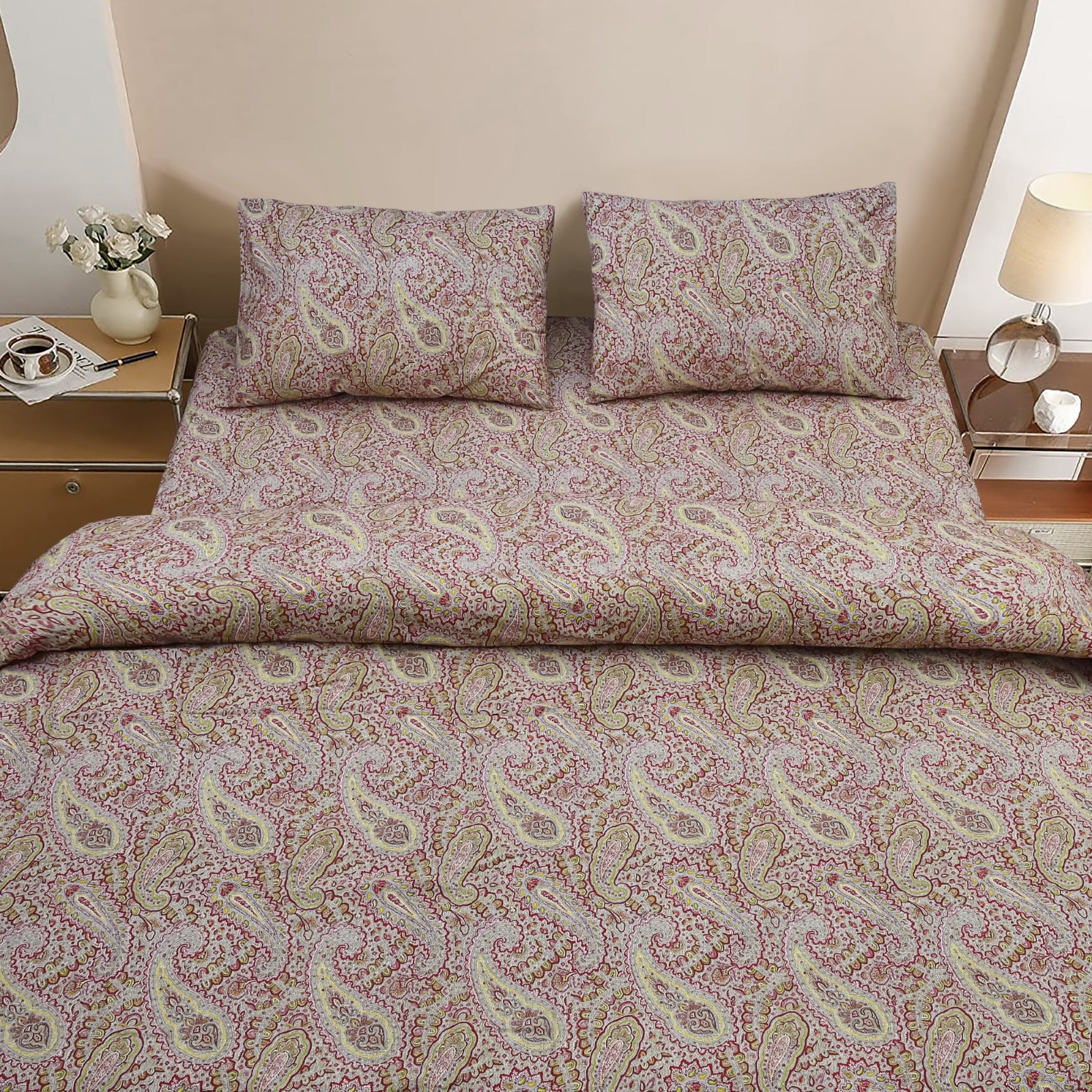 Pink paisley Cotton Duvet Cover Set