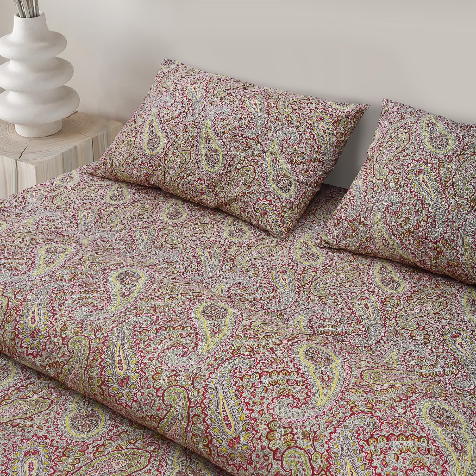 Pink paisley Cotton Duvet Cover Set