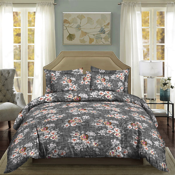 Black Rose 100% Cotton Printed Flat Sheet Set