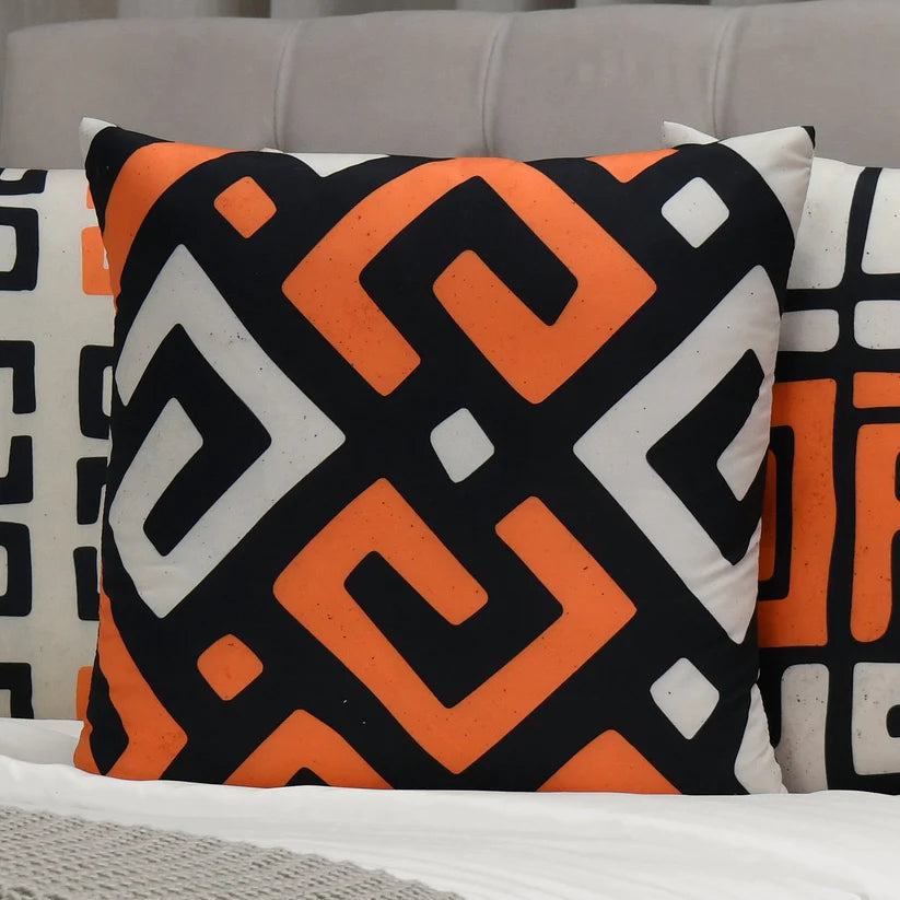 Orange Geometric Covers (Pack of 4)