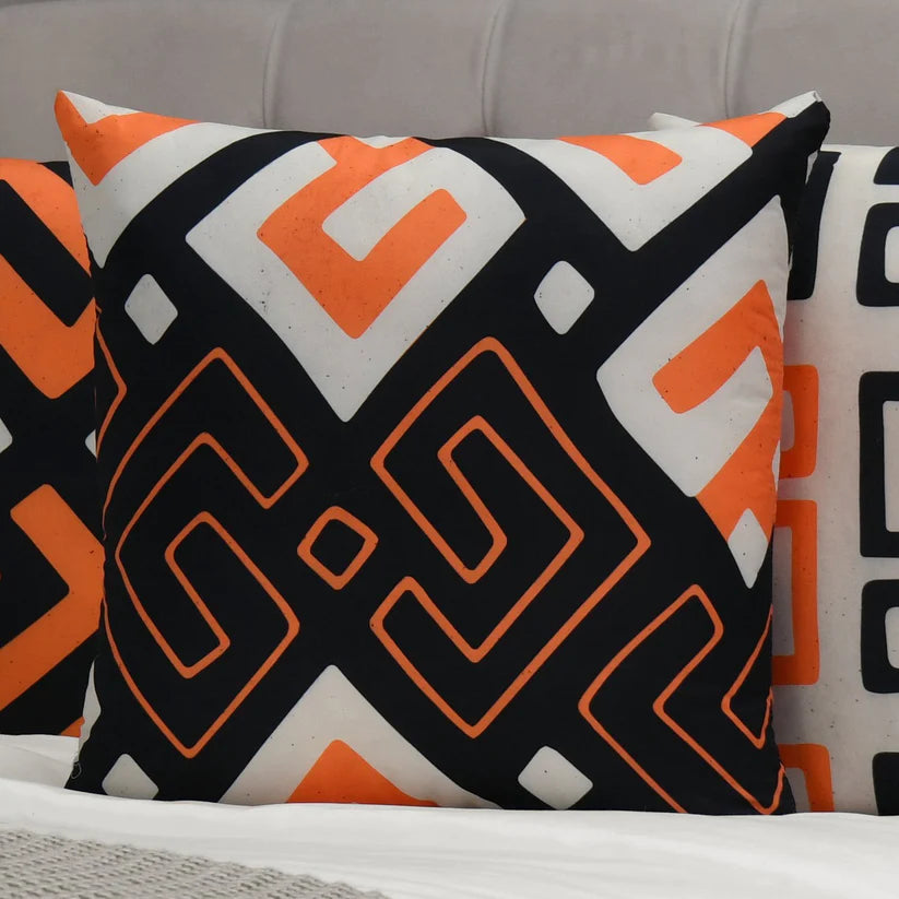 Orange Geometric Covers (Pack of 4)