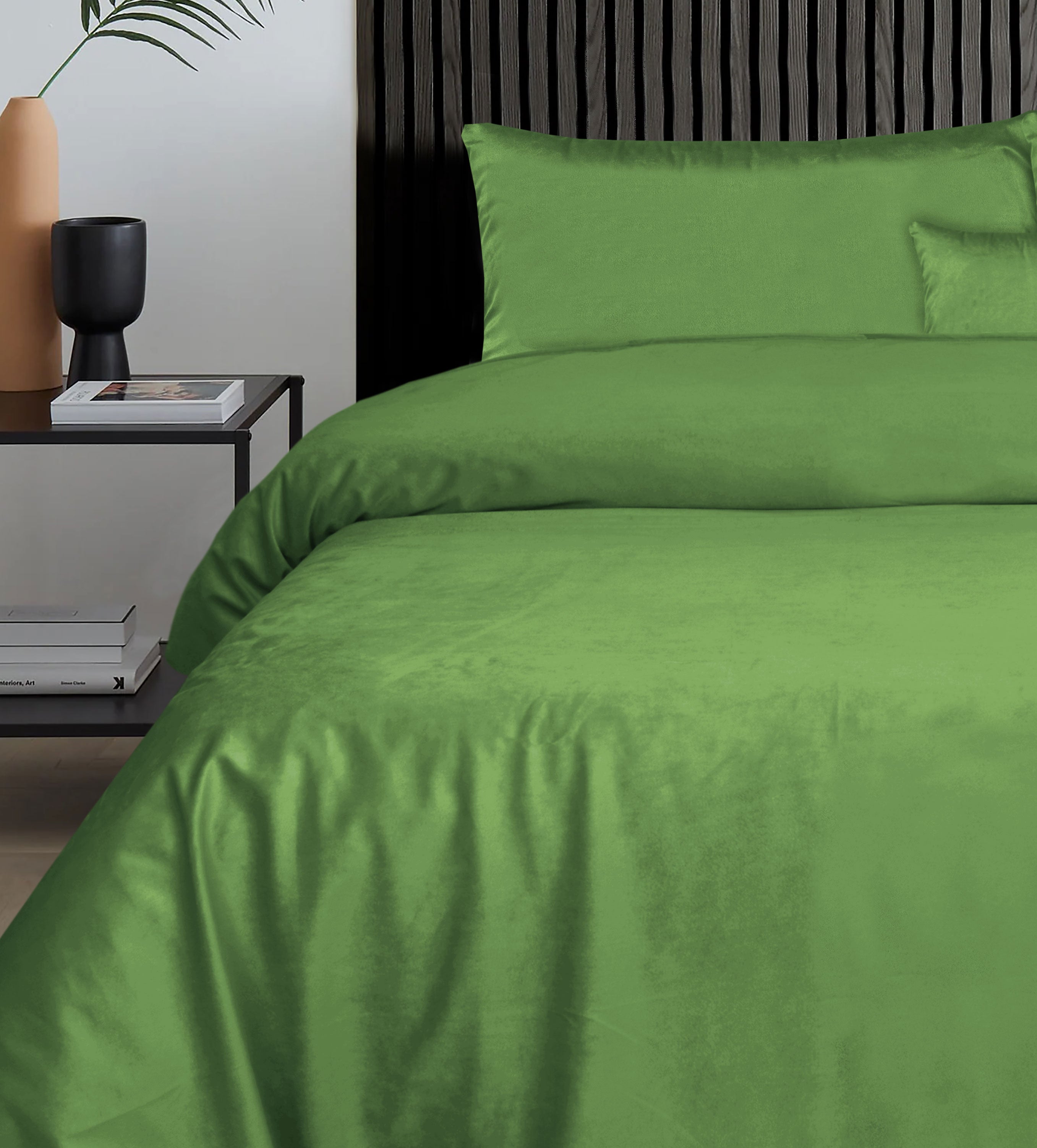 Luxury Green Velvet Flat Sheet Bedding Set