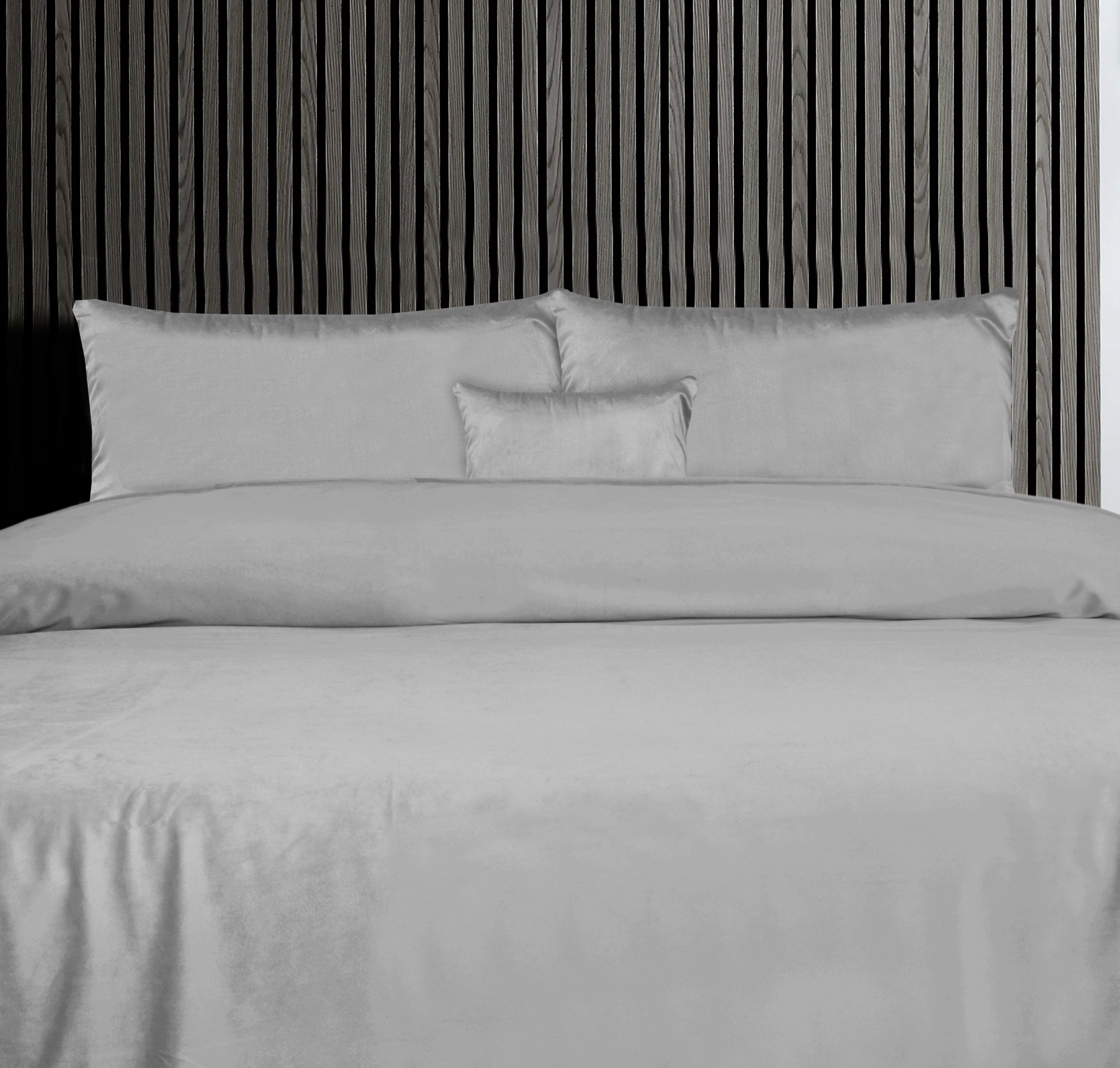 Luxury Light Grey  Velvet Flat Sheet Bedding Set