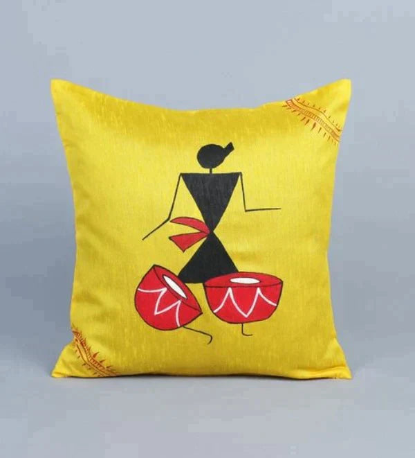 MUSTARD WORLI RANGDESI CUSHION COVERS (PACK OF 2)