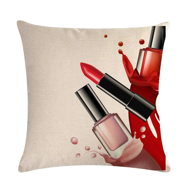 Flower Lipstick Bottle Makeup Cushion Covers(Pack of 6)