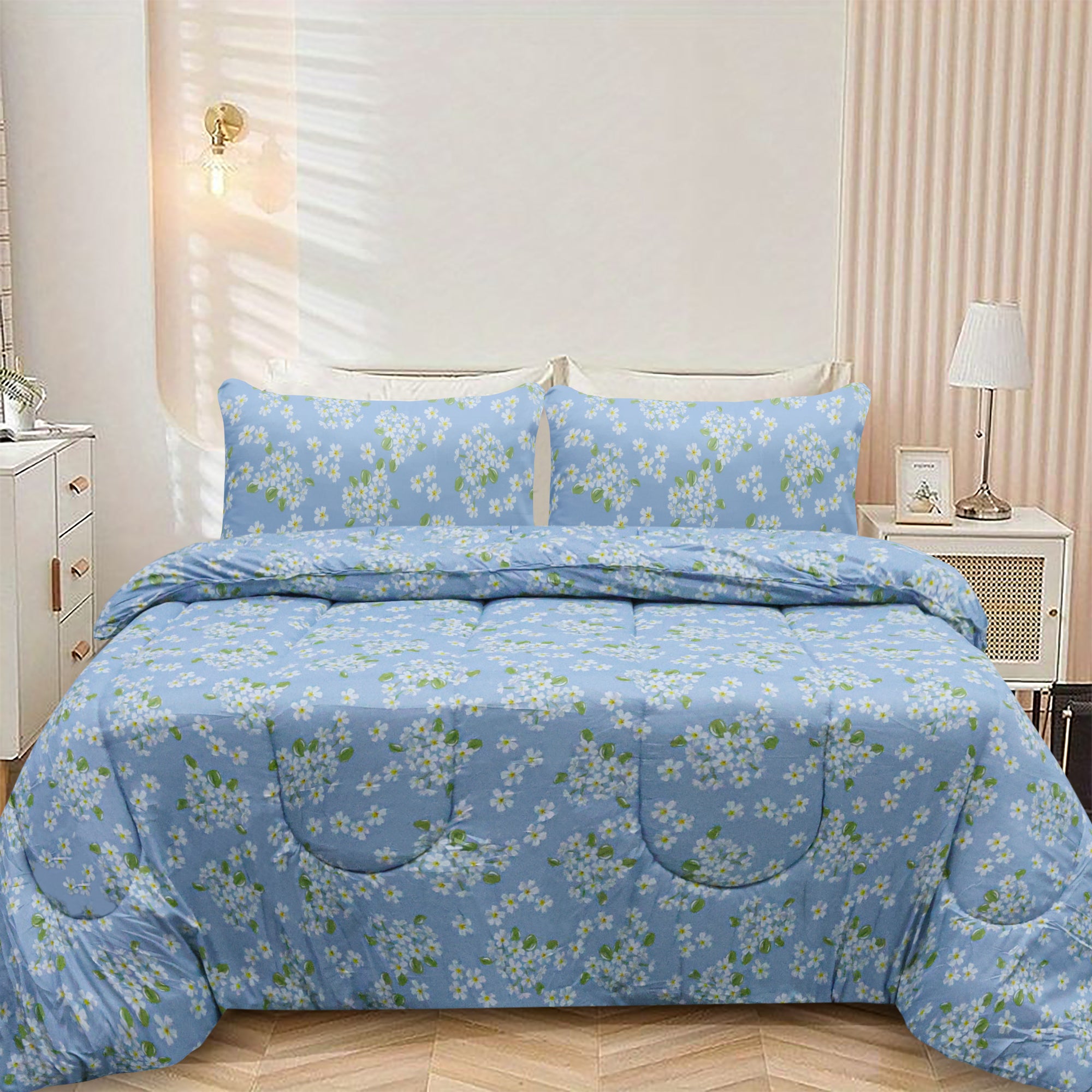 White Floral 3 Piece Comforter Set