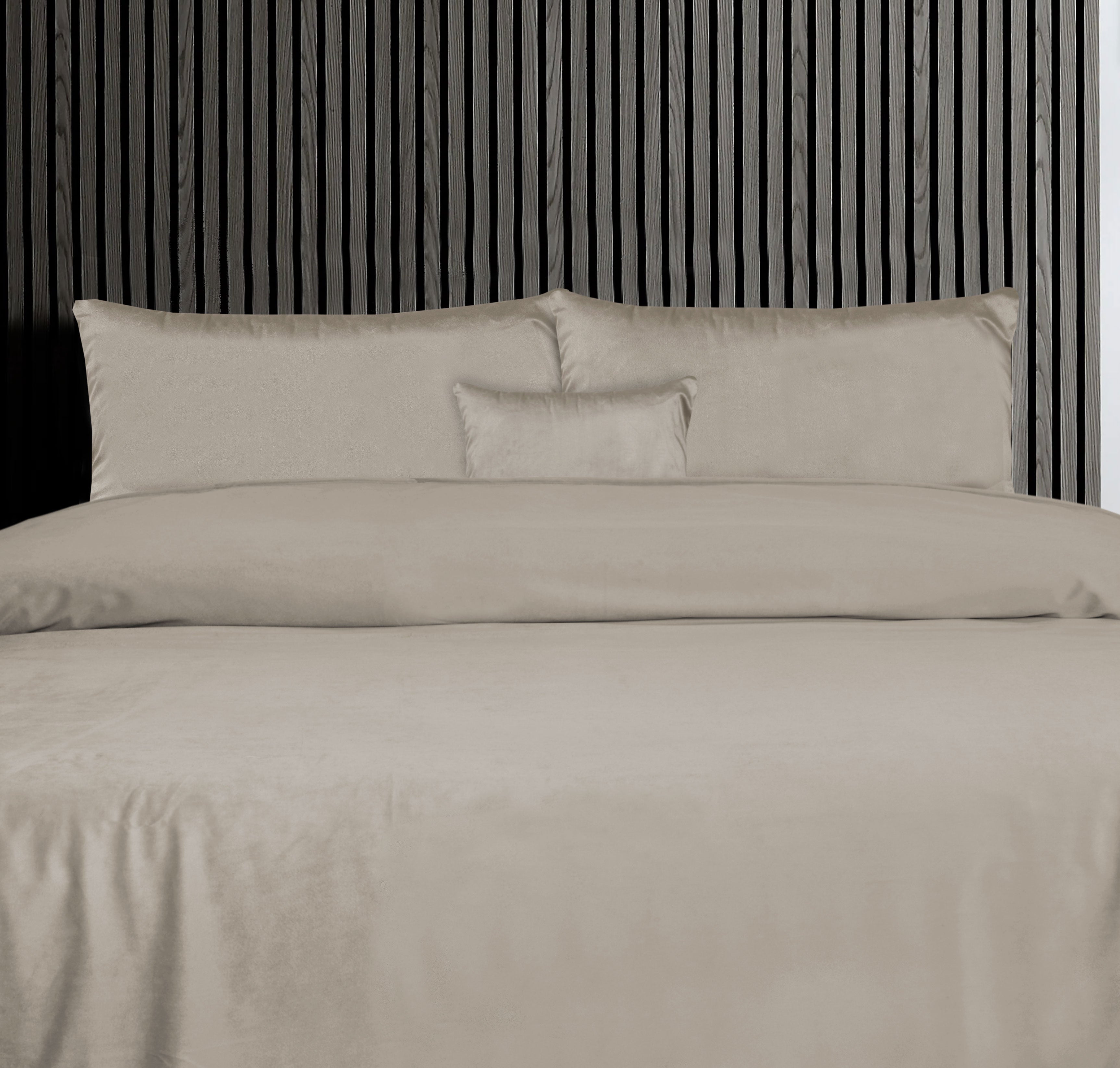 Luxury Taupe Grey Velvet Complete Bedding Set