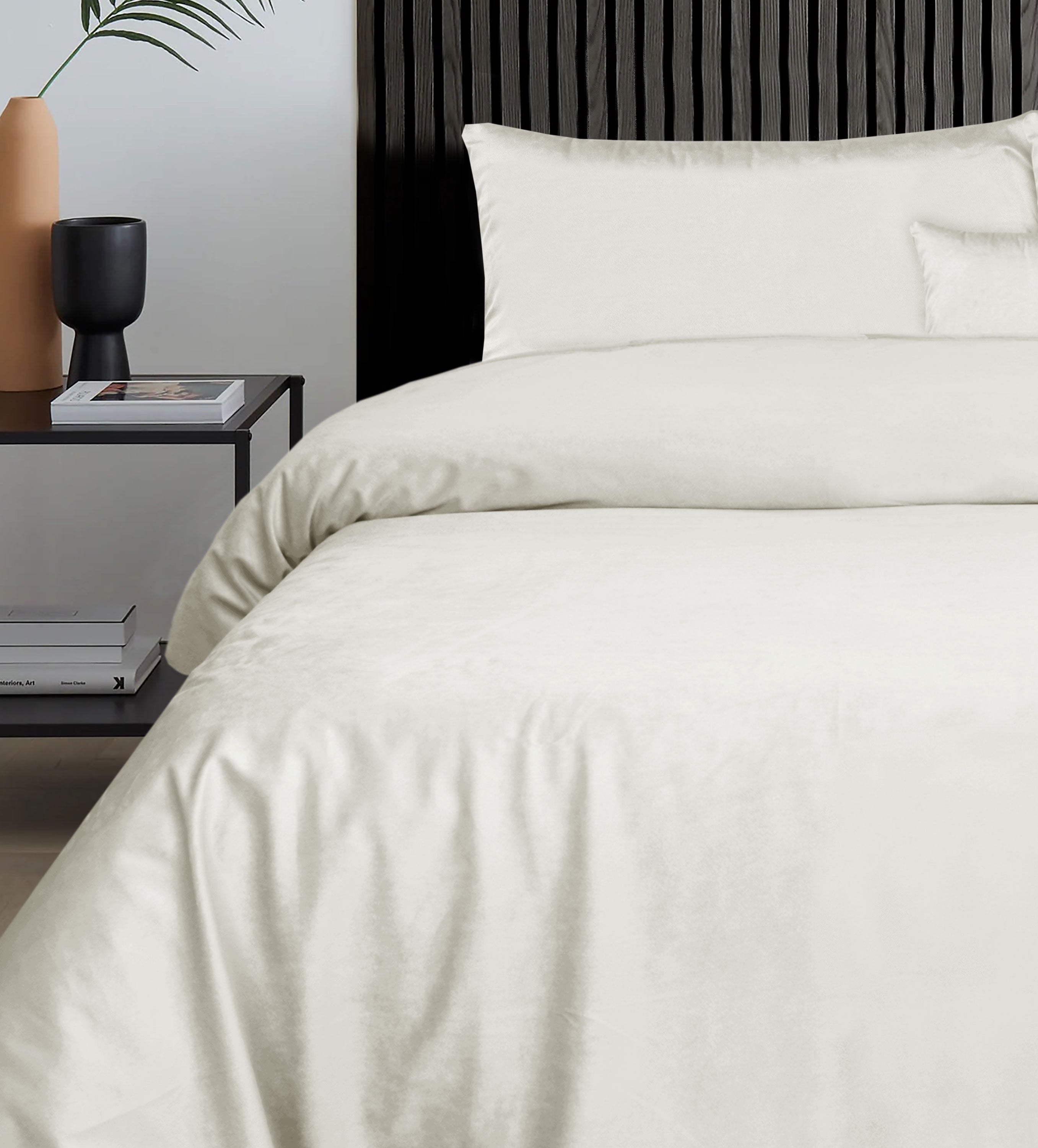 Luxury White  Velvet Flat Sheet Bedding Set