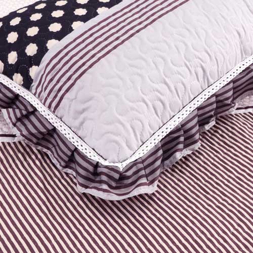 Geo Stripe Multi Color Print Quilted Double Set Include 1 Bedspread and 2 Pillowcases