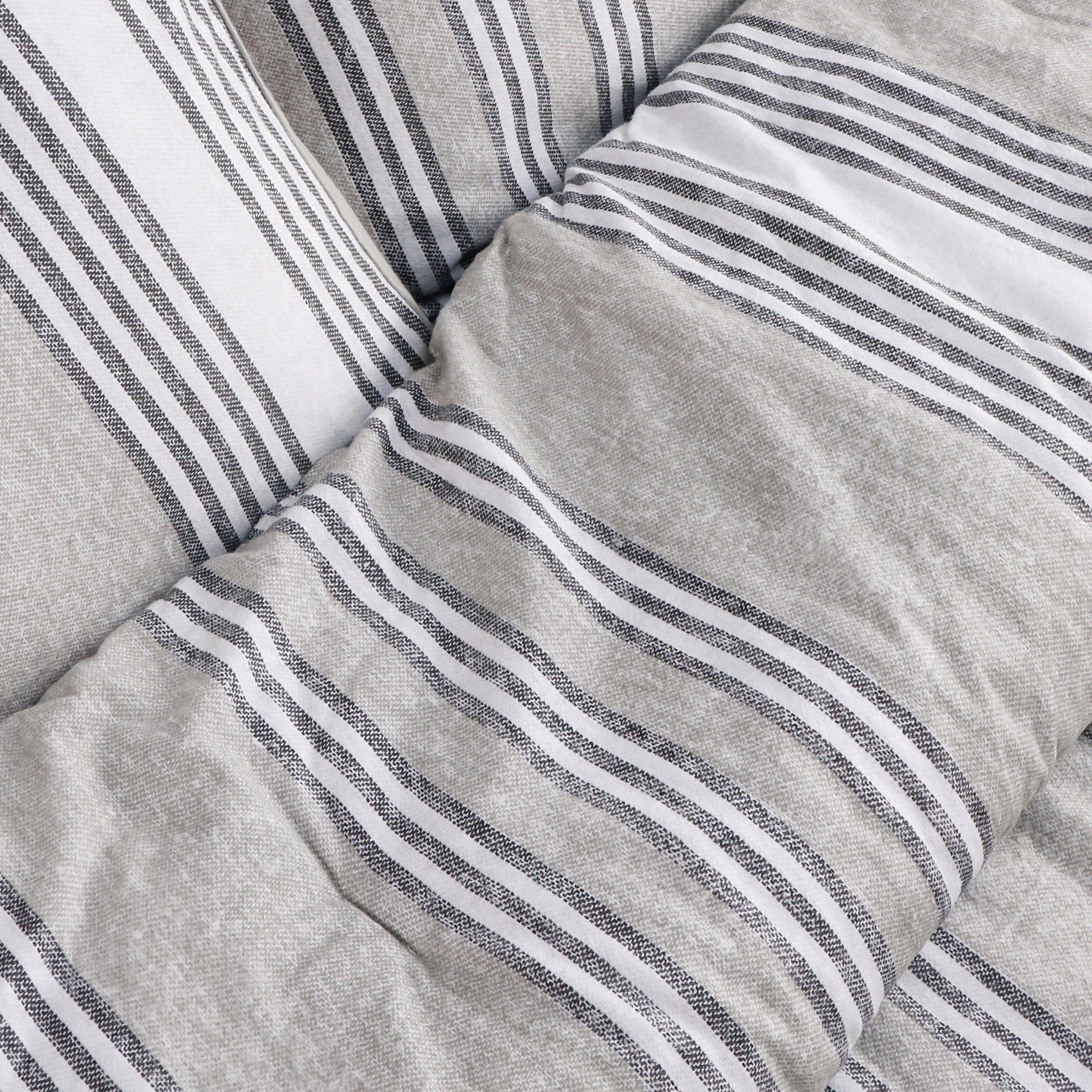 Kial Stripe 100% Cotton Flannel Comforter Set